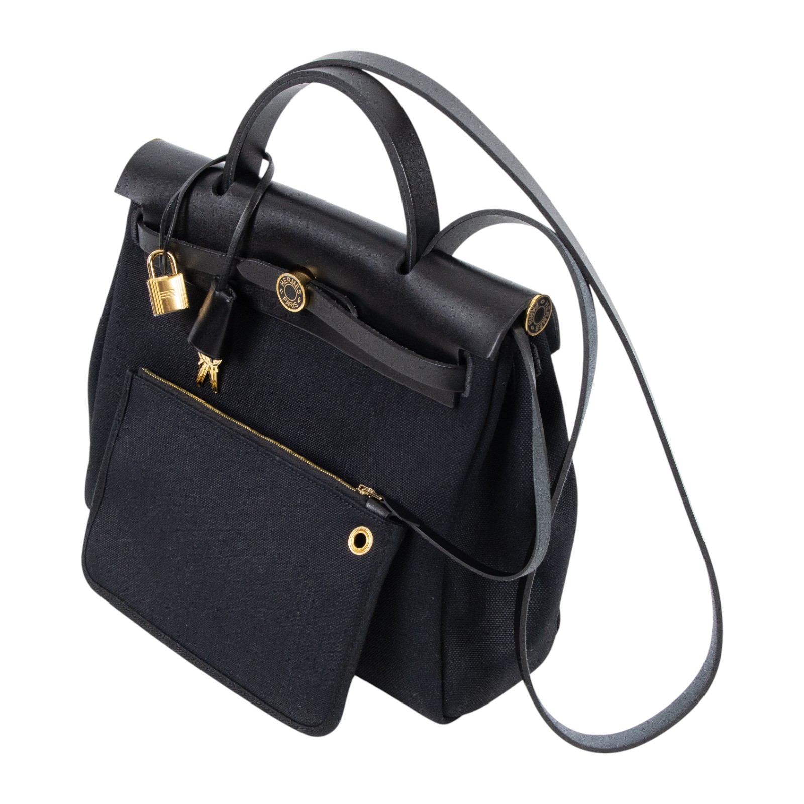 愛馬仕 Hermes Herbag Zip 31 HER31 K MN 004 KD K刻黑拚帆布HERBAG31 防塵袋/內袋/鎖組