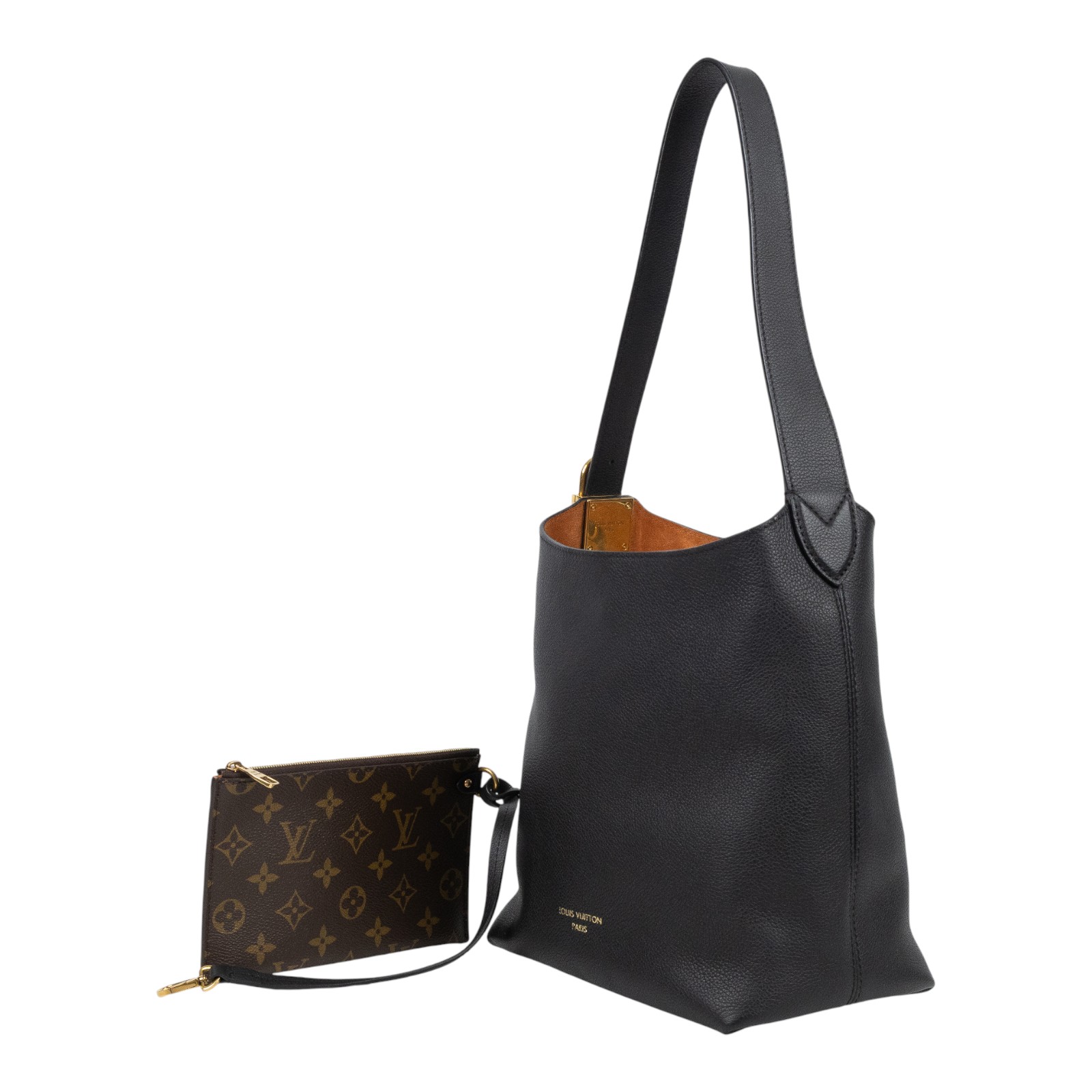 路易威登 LOUIS VUITTON Low Key Hobo MM 肩背包 斜背包 M24856 晶片款 黑金Low Key Hobo MM 防塵袋/內袋