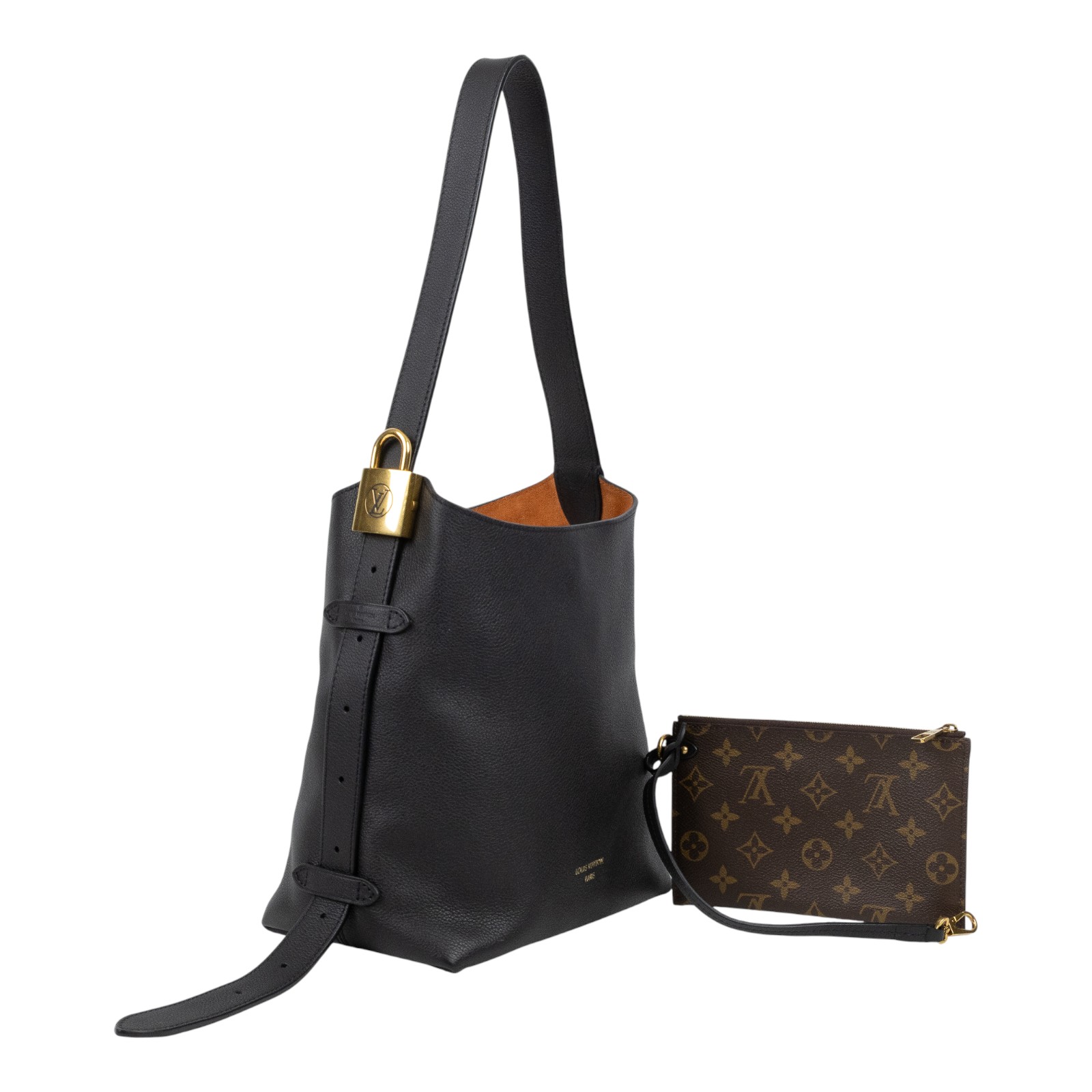 路易威登 LOUIS VUITTON Low Key Hobo MM 肩背包 斜背包 M24856 晶片款 黑金Low Key Hobo MM 防塵袋/內袋