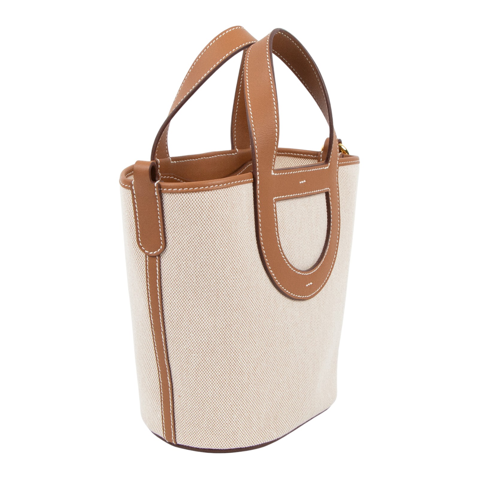 愛馬仕 Hermes In The Loop 18  豬鼻 菜籃子包 金色五金 棕色 米色 H085690CCAC /WMN007KD  防塵袋/購買證明影本