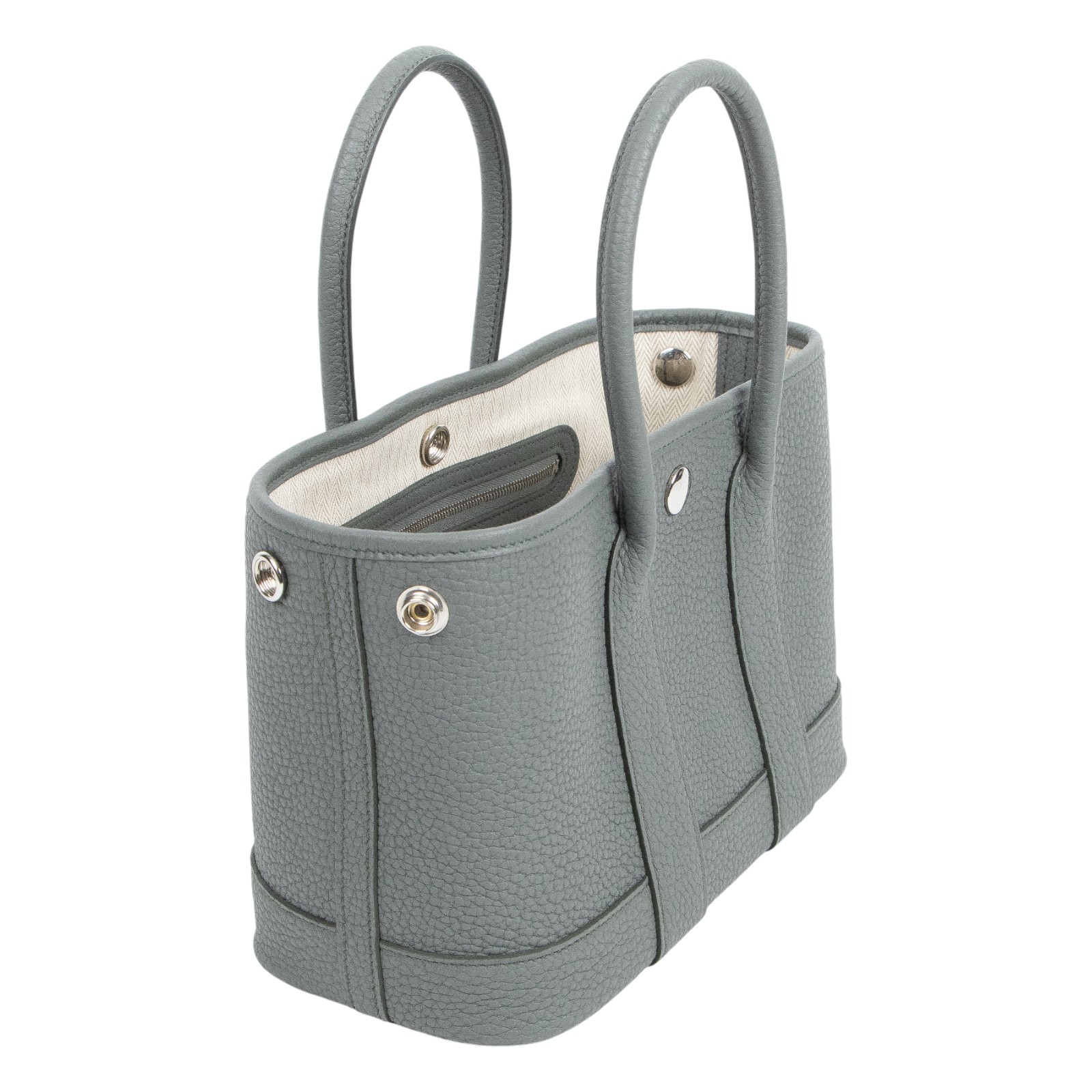 愛馬仕 Hermes Garden Party 花園派對包 23 銀色五金 杏仁綠 H086422CK63 /WAM010UH  防塵袋/購買證明影本