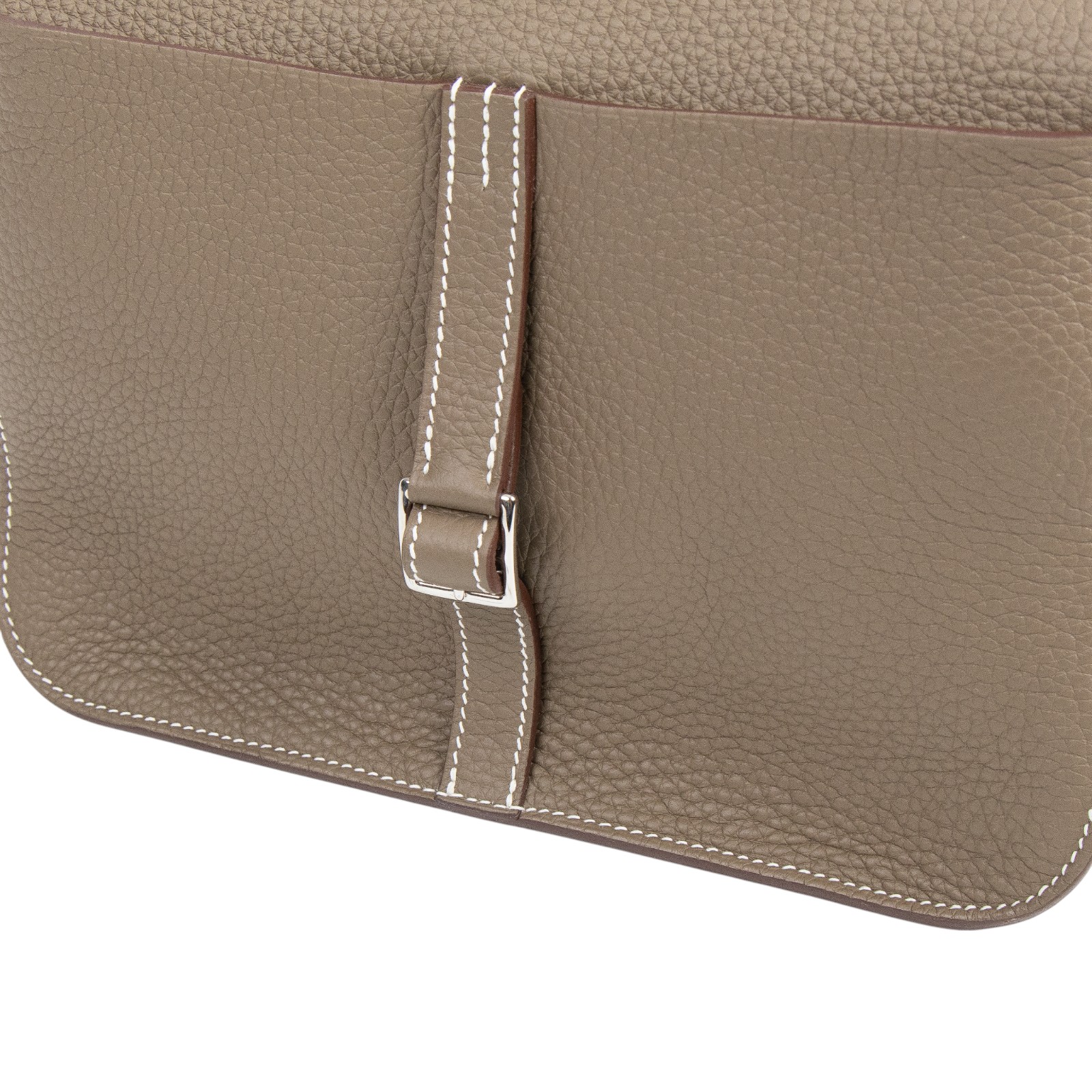 愛馬仕 Hermes Halzan 25 手拿 手提 肩背 斜背包 銀色五金 大象灰 H082027CK18 /KSI003DB  防塵袋/背帶/購買證明影本