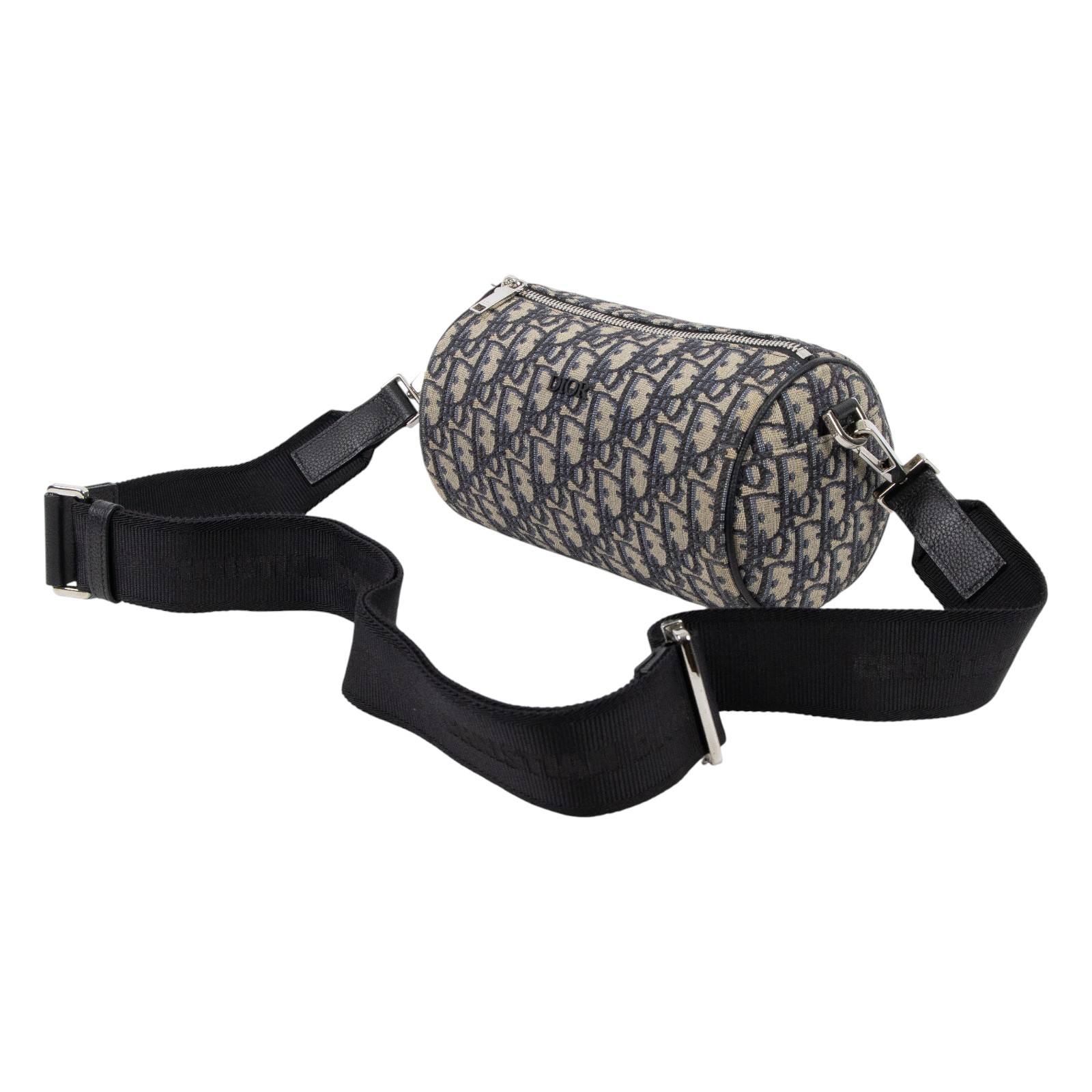 迪奧 CHRISTIAN DIOR Roller Bag 斜背包滾筒包 1ROPO061YKY 藍OBLIQUE ROLLER 圓筒包 防塵袋