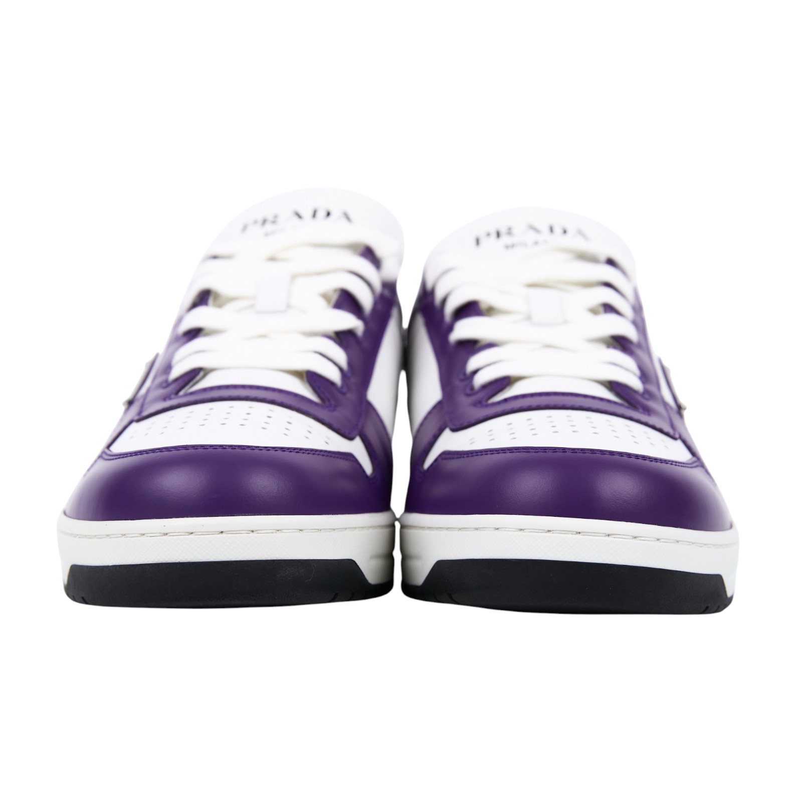 普拉達 PRADA Downtown 皮革 運動鞋 2EE364_3LKG_435 紫拼黑Downtown皮革運動鞋#9.5 防塵袋/原廠盒子