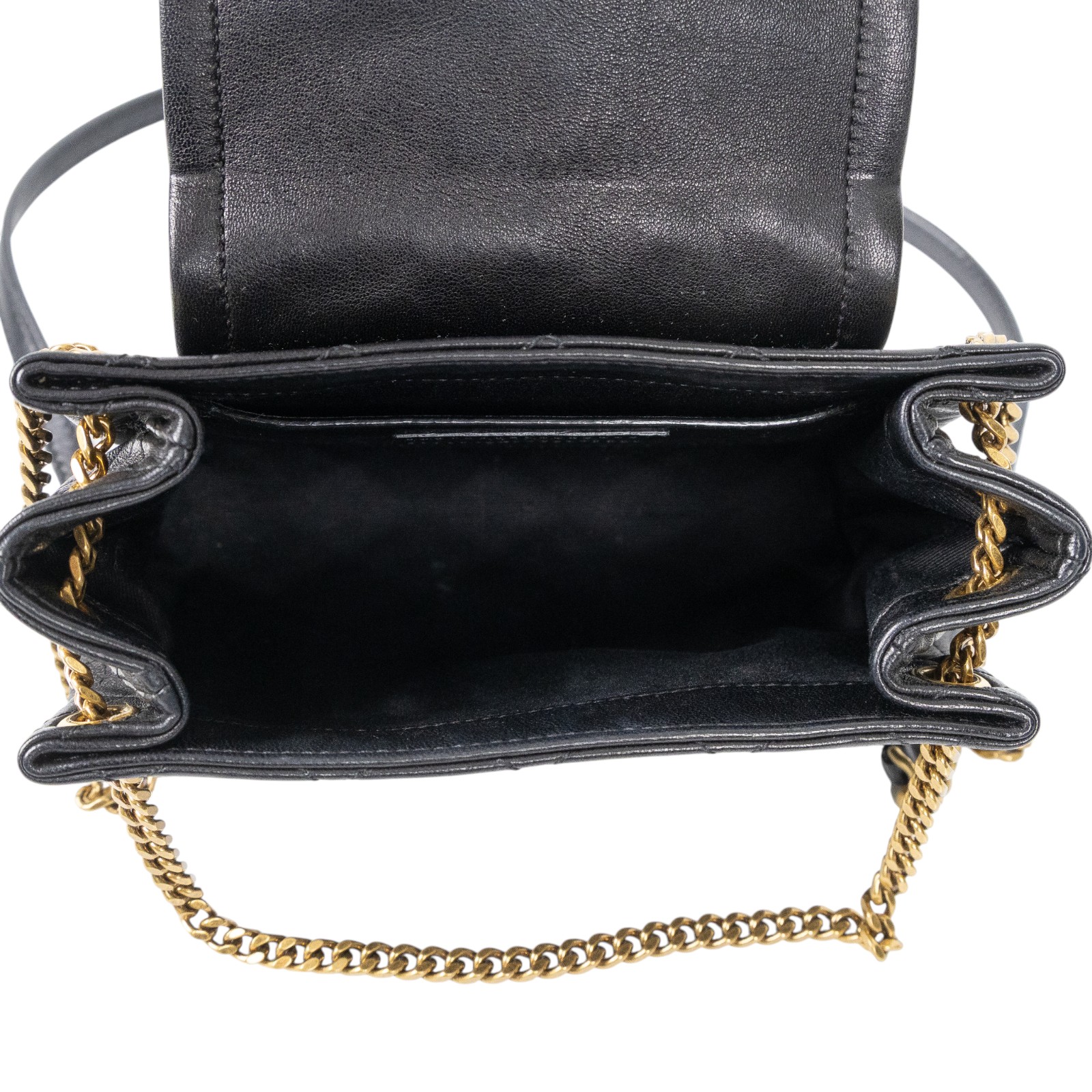 聖羅蘭 YSL SAINT LAURENT Nolia 小羊皮 迷你 手袋 肩背包 金色五金 6727381EL07 黑NOLITA MINI 原廠盒子/防塵袋