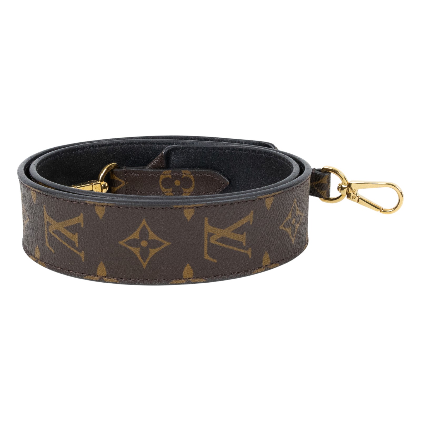 路易威登 LOUIS VUITTON Monogram 肩背帶 黑色 J02288 原花寬背帶 防塵袋