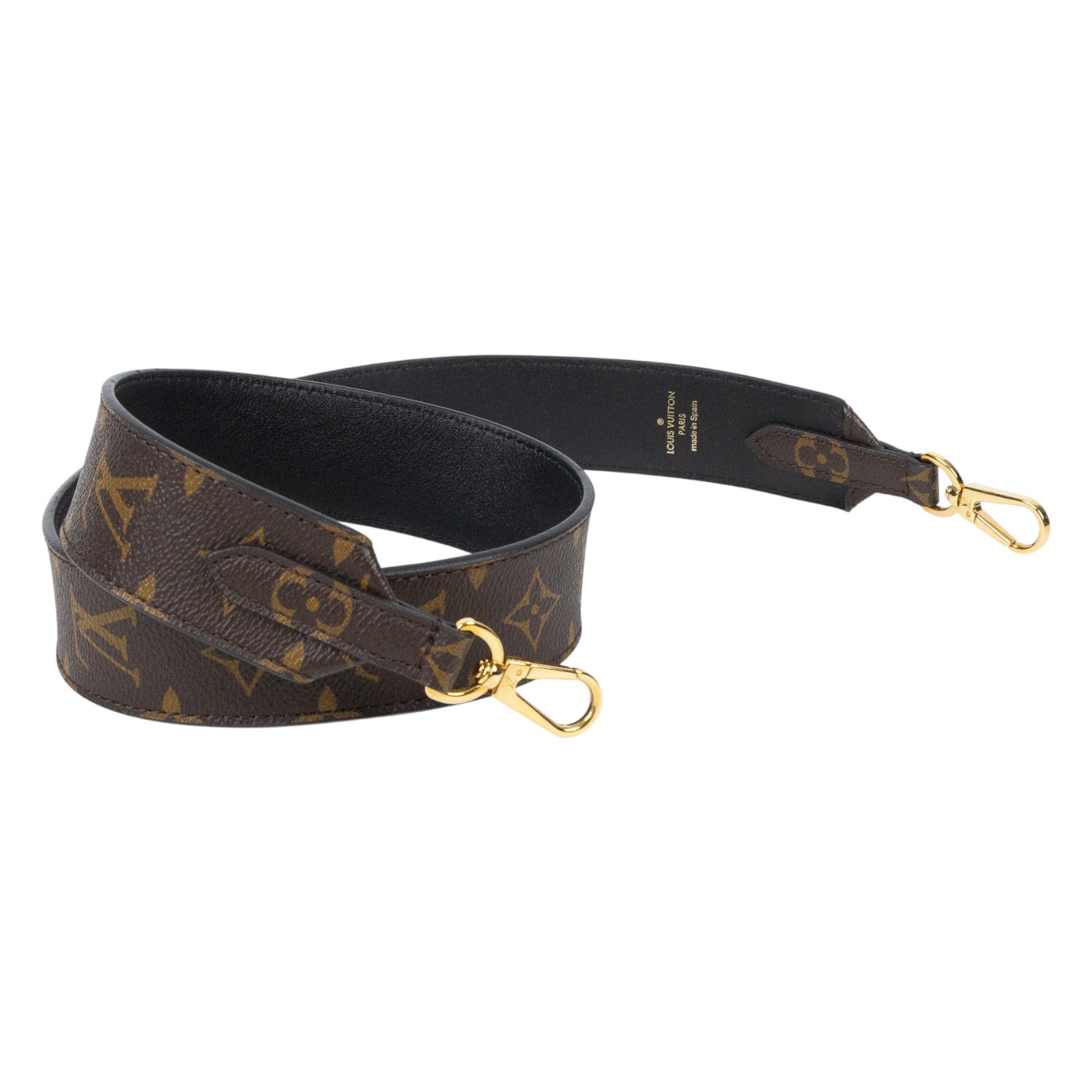 路易威登 LOUIS VUITTON Monogram 肩背帶 黑色 J02288 原花寬背帶 防塵袋