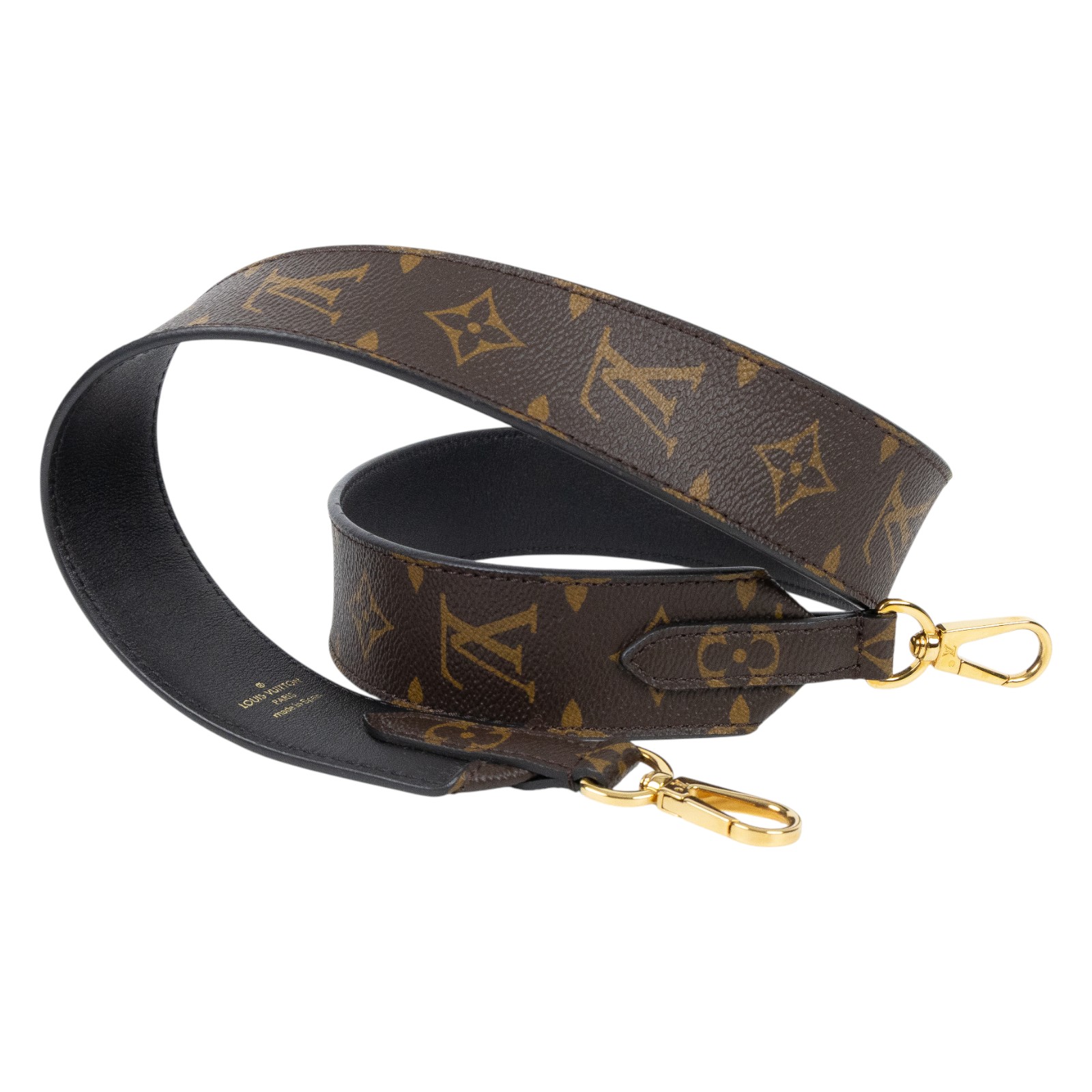 路易威登 LOUIS VUITTON Monogram 肩背帶 黑色 J02288 原花寬背帶 防塵袋