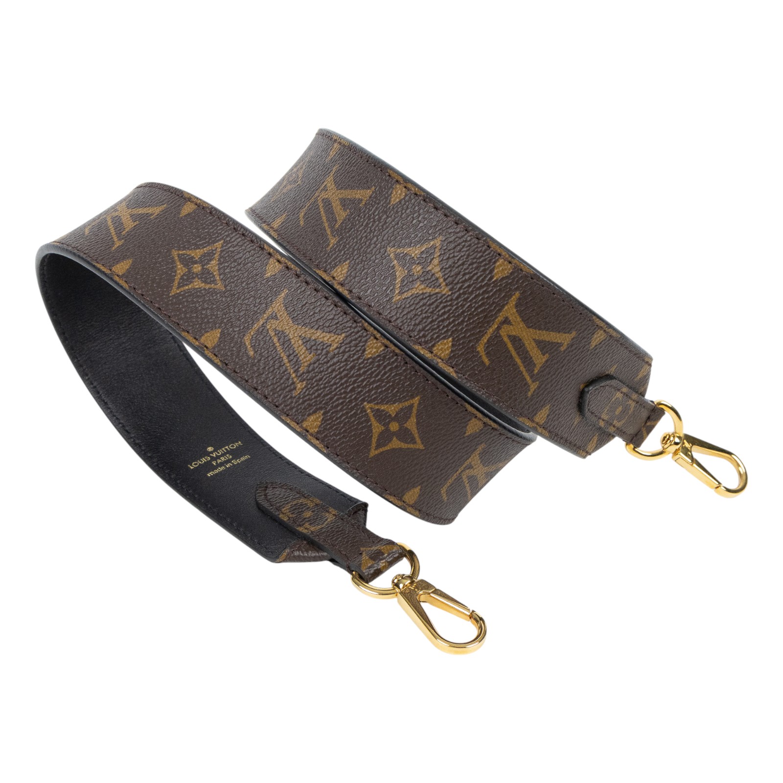 路易威登 LOUIS VUITTON Monogram 肩背帶 黑色 J02288 原花寬背帶 防塵袋