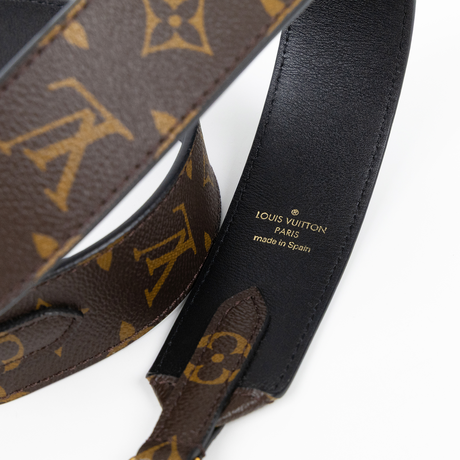 路易威登 LOUIS VUITTON Monogram 肩背帶 黑色 J02288 原花寬背帶 防塵袋
