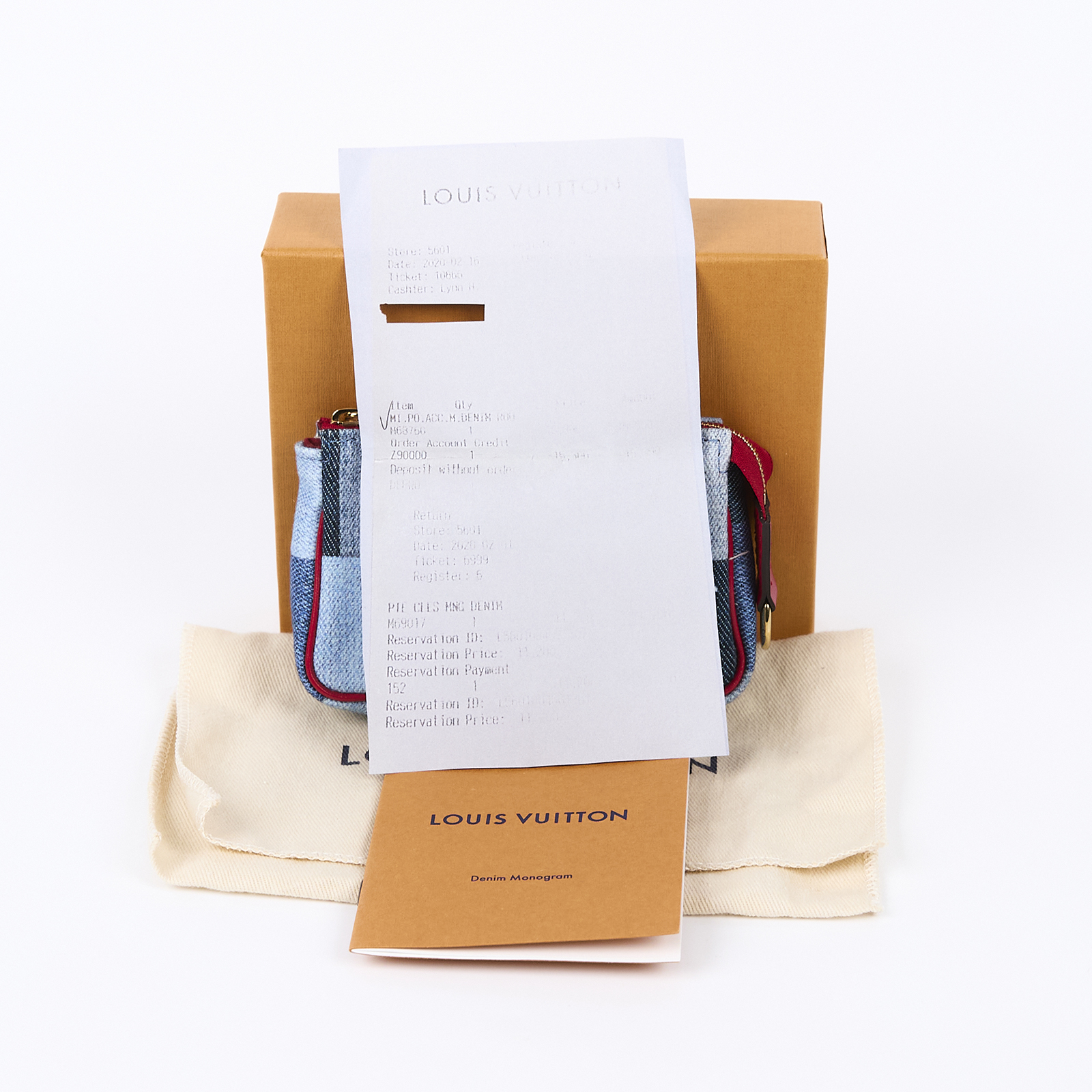 路易威登 LOUIS VUITTON Mini Monogram Denim 手拿包 鑰匙扣 零錢包 M68760  原廠盒子/防塵袋/購買證明影本