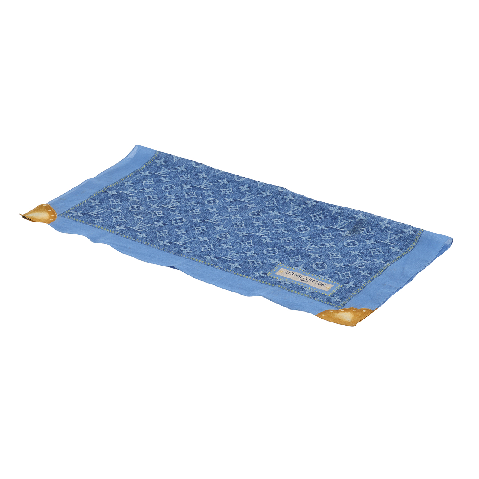 路易威登 LOUIS VUITTON Monogram 老花 絲巾 M71896 單寧圖案方巾 無附屬品