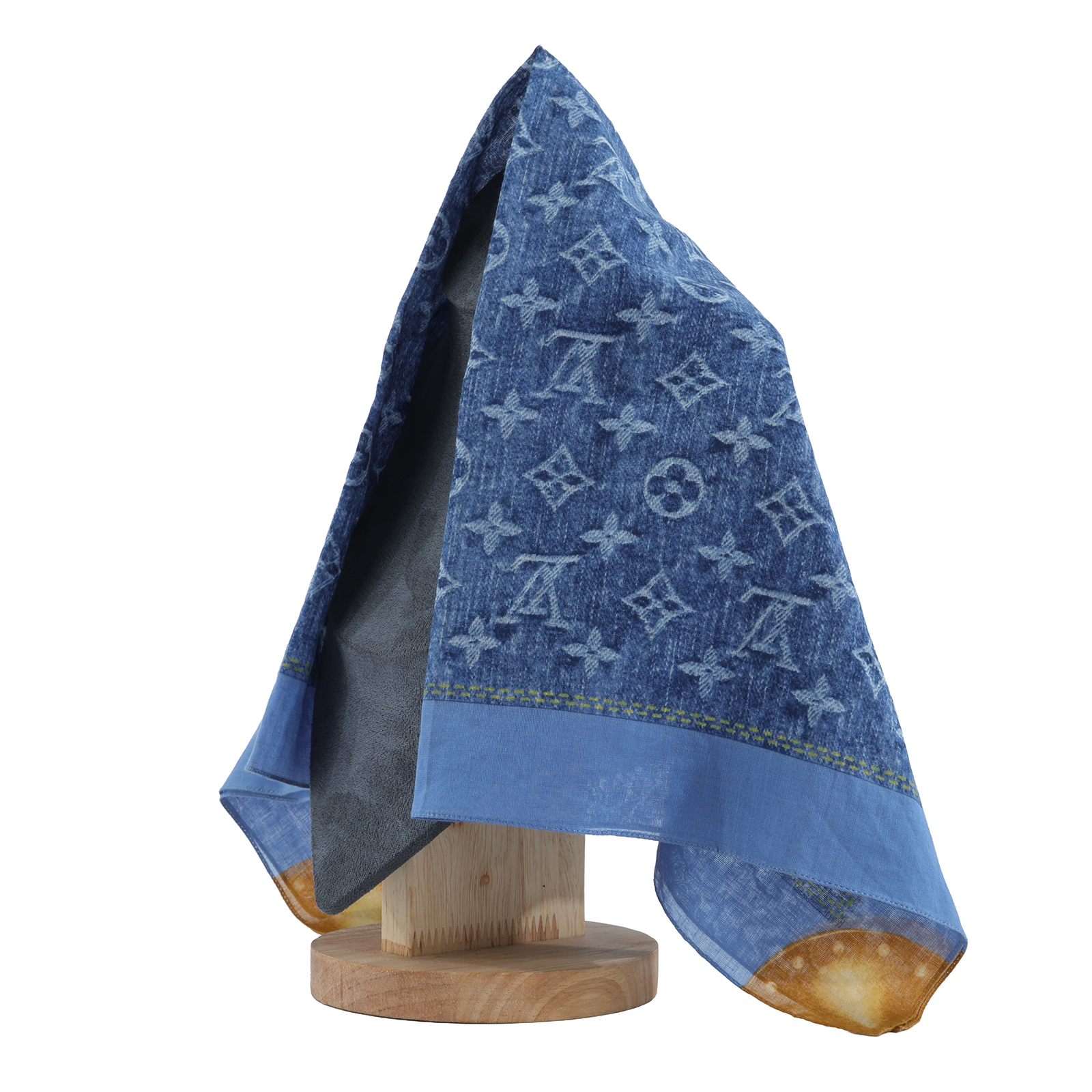 路易威登 LOUIS VUITTON Monogram 老花 絲巾 M71896 單寧圖案方巾 無附屬品