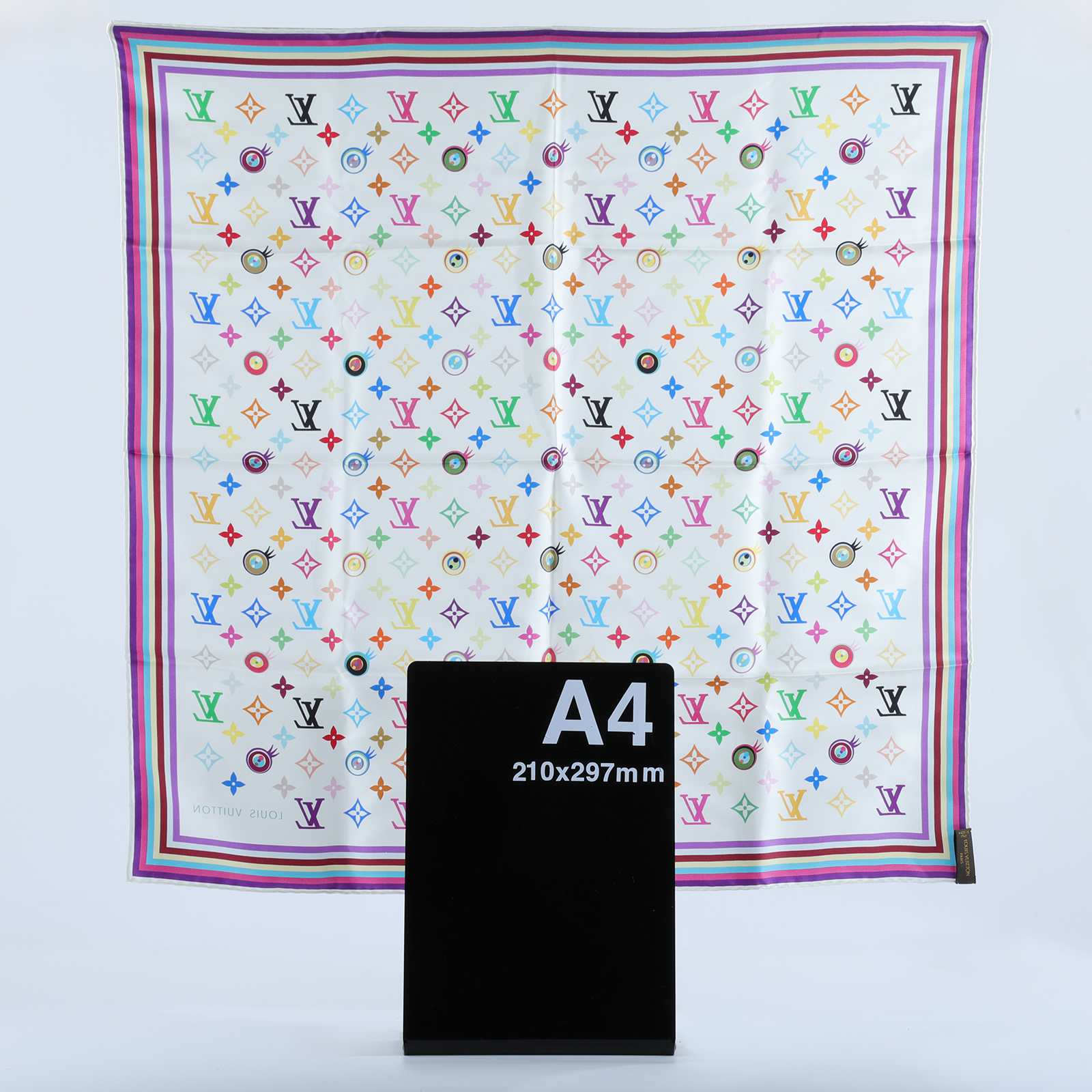 路易威登 LOUIS VUITTON Eye Love 村上隆 老花 Monogram 絲巾 M71917 白三彩原花絲巾 無附屬品