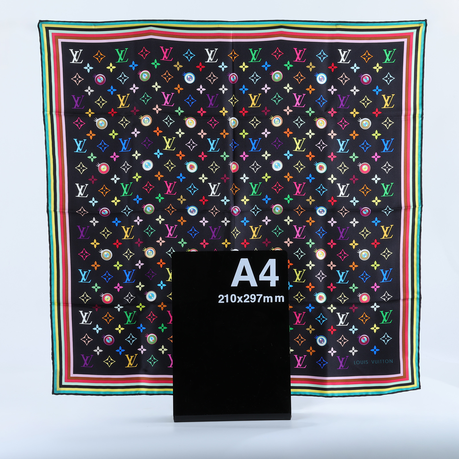 路易威登 LOUIS VUITTON Eye Love 村上隆 老花 Monogram 絲巾 M71916 黑三彩絲巾 無附屬品