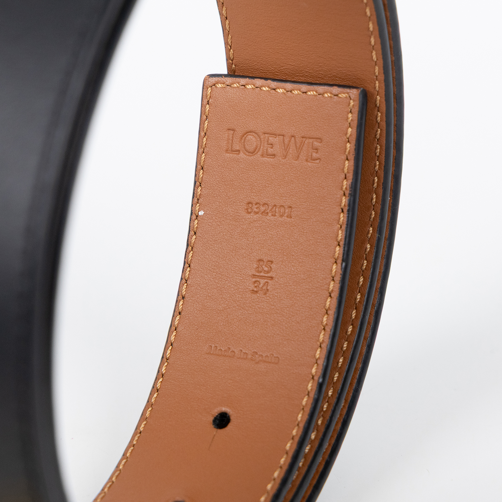 羅意威 LOEWE Anagram 腰帶 E821Z20X02_85 金ANAGRAM黑皮帶#85 原廠盒子/防塵袋/購買證明正本