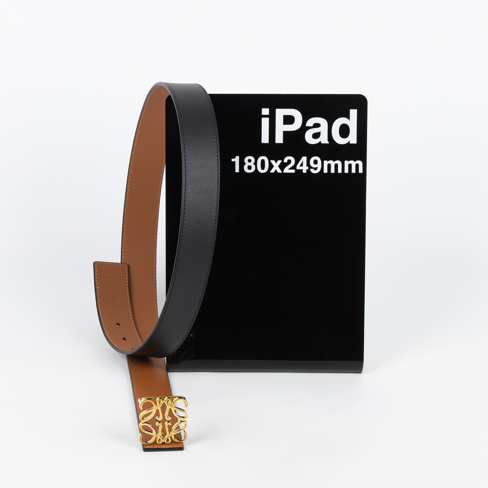 羅意威 LOEWE Anagram 腰帶 E821Z20X02_85 金ANAGRAM黑皮帶#85 原廠盒子/防塵袋/購買證明正本