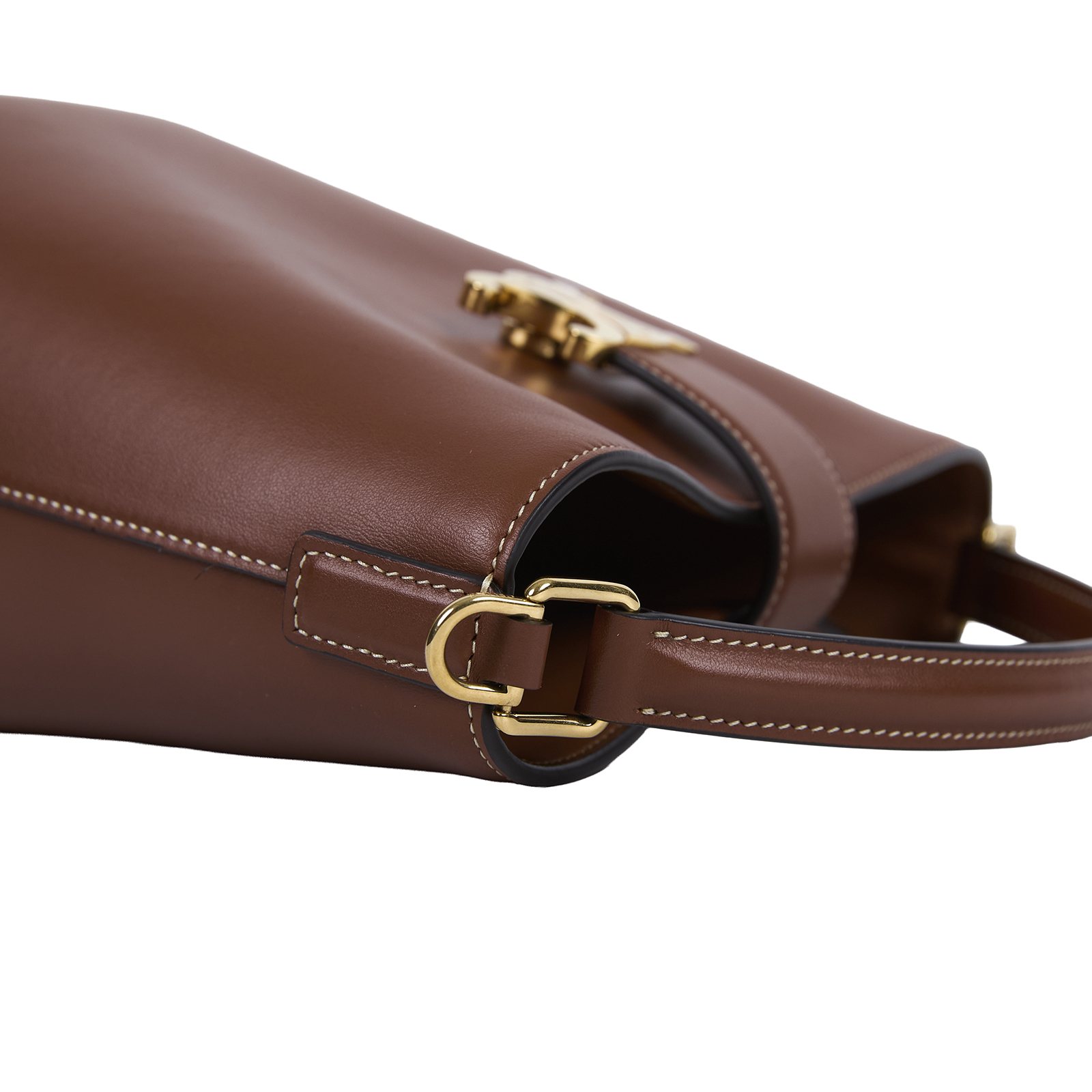 思琳 CELINE Louise 光滑牛皮革 水桶包 小型 119173FX9 焦糖SMALL LOUISE水桶2WAY包 防塵袋/購買證明正本/保證卡/背帶