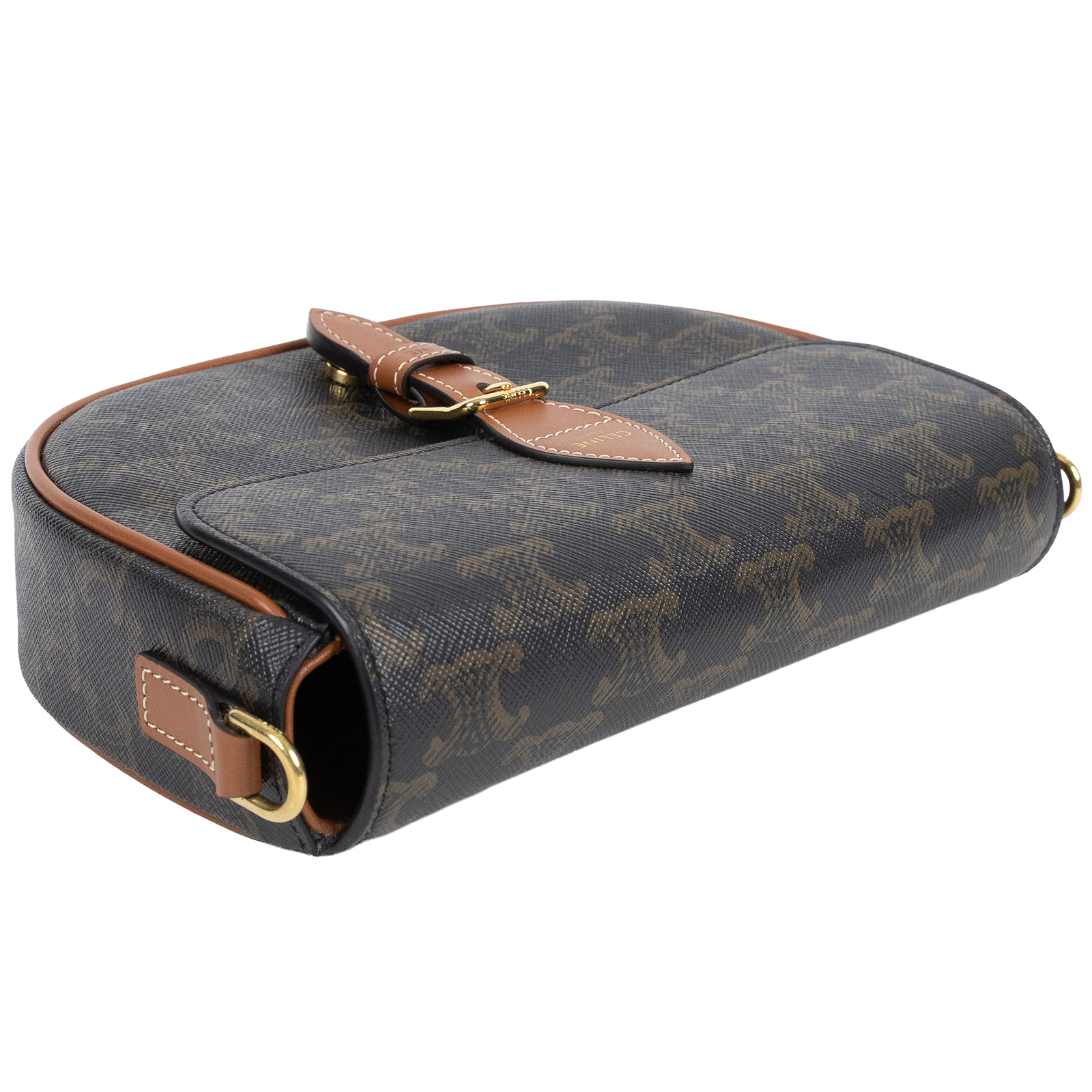 思琳 CELINE Folco 標誌印花 牛皮革 肩揹袋 122652GTL 棕凱旋門FOLCO SHOULDER 防塵袋/購買證明正本/保證卡/背帶2