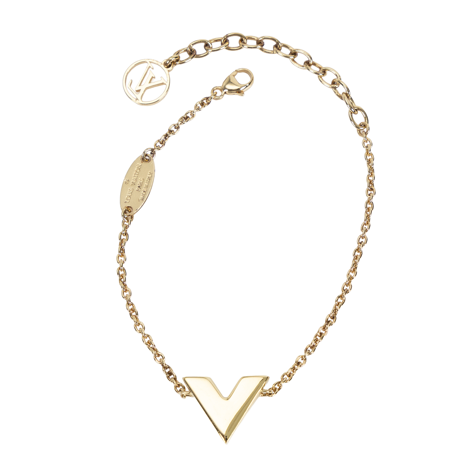 路易威登 LOUIS VUITTON Essential V 手鍊 金色 M61084 金ESSENTIAL V手鍊 原廠盒子/防塵袋