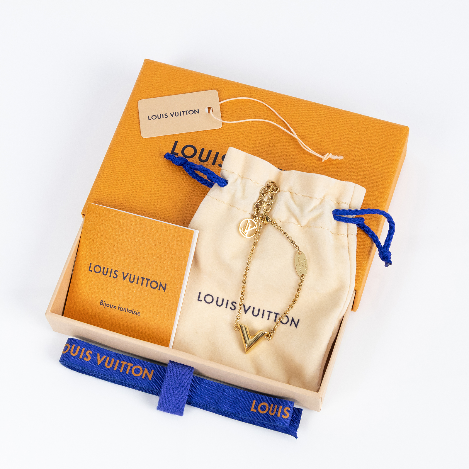 路易威登 LOUIS VUITTON Essential V 手鍊 金色 M61084 金ESSENTIAL V手鍊 原廠盒子/防塵袋