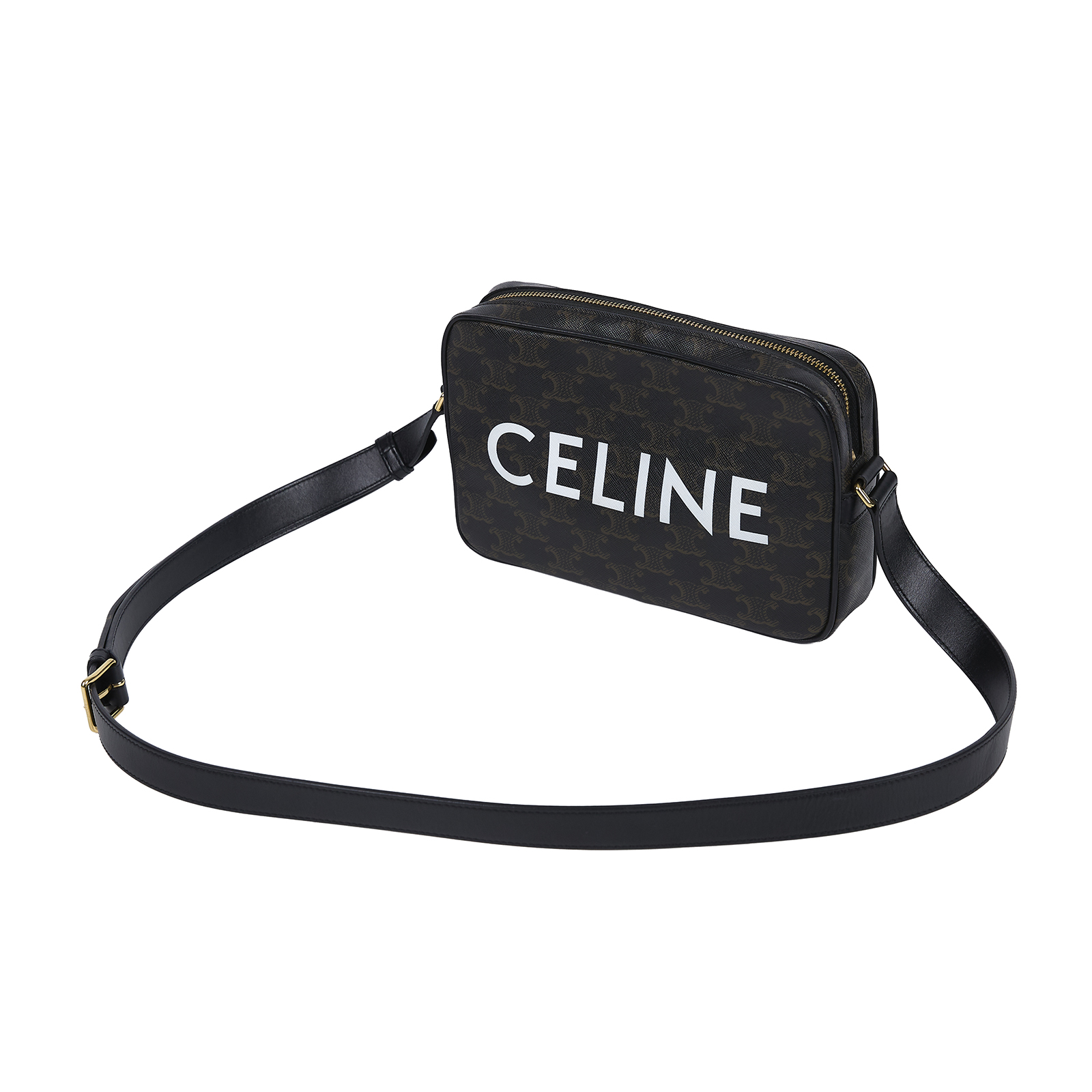 思琳 CELINE 標誌印花 郵差包 中型 194502EJG 棕凱旋門相機包 防塵袋