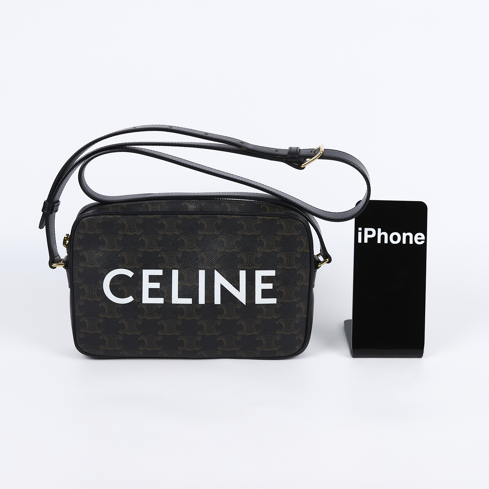 思琳 CELINE 標誌印花 郵差包 中型 194502EJG 棕凱旋門相機包 防塵袋