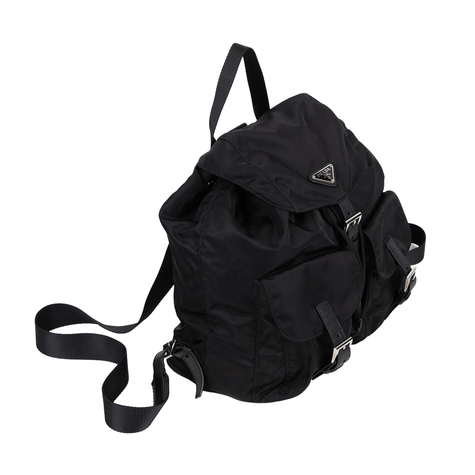 普拉達 PRADA Re-Nylon 中型 背囊 連化妝袋 1BZ811_RV44 黑尼龍後背包 防塵袋