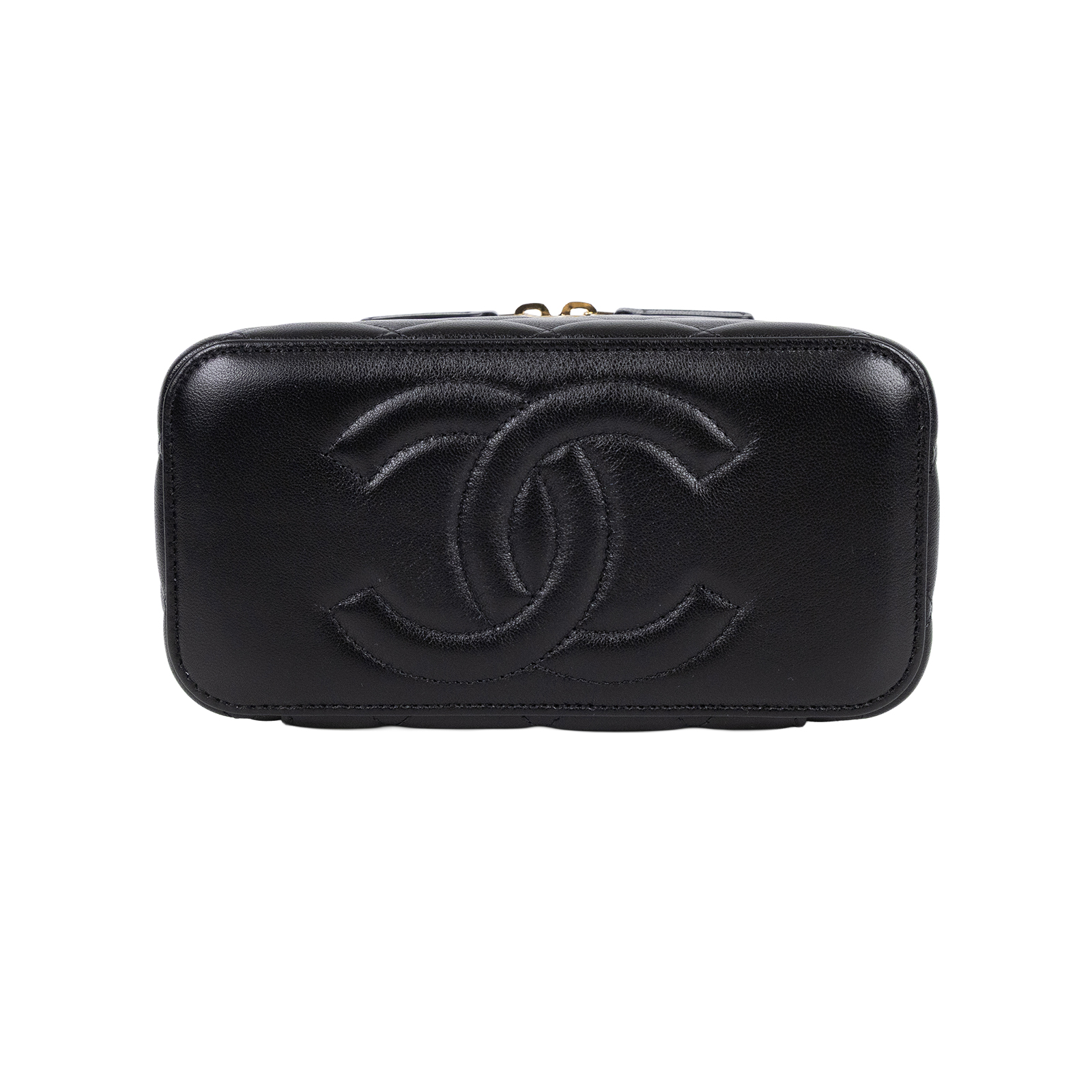 香奈兒 CHANEL 鏈子小包 化妝箱 AP2303 晶片款 黑金羊金球長盒 原廠盒子/防塵袋