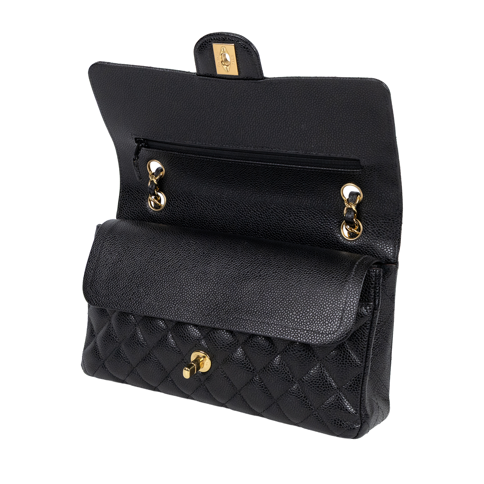 香奈兒 CHANEL CF 經典 11.12 口蓋包 A01112 Y01864 29開黑金荔枝COCO25 原廠盒子/保證卡/防塵袋/購買證明正本