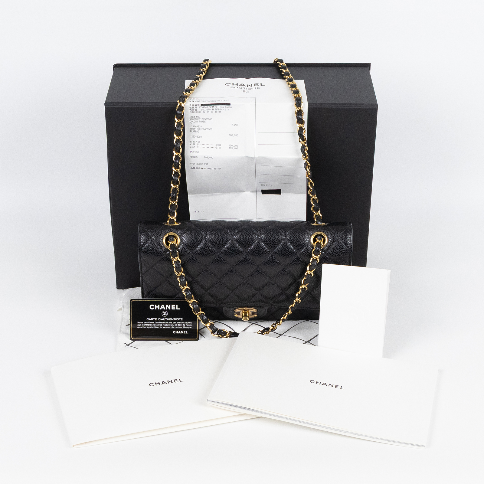 香奈兒 CHANEL CF 經典 11.12 口蓋包 A01112 Y01864 29開黑金荔枝COCO25 原廠盒子/保證卡/防塵袋/購買證明正本