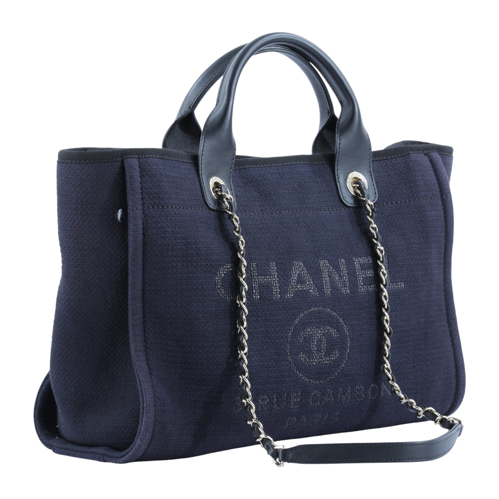 香奈兒 CHANEL 沙灘包 托特包 AS3351 B08435 晶片款 深藍帆布沙灘包 防塵袋/購買證明正本/內袋