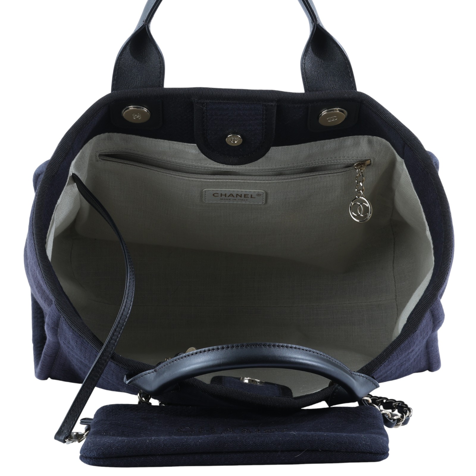 香奈兒 CHANEL 沙灘包 托特包 AS3351 B08435 晶片款 深藍帆布沙灘包 防塵袋/購買證明正本/內袋