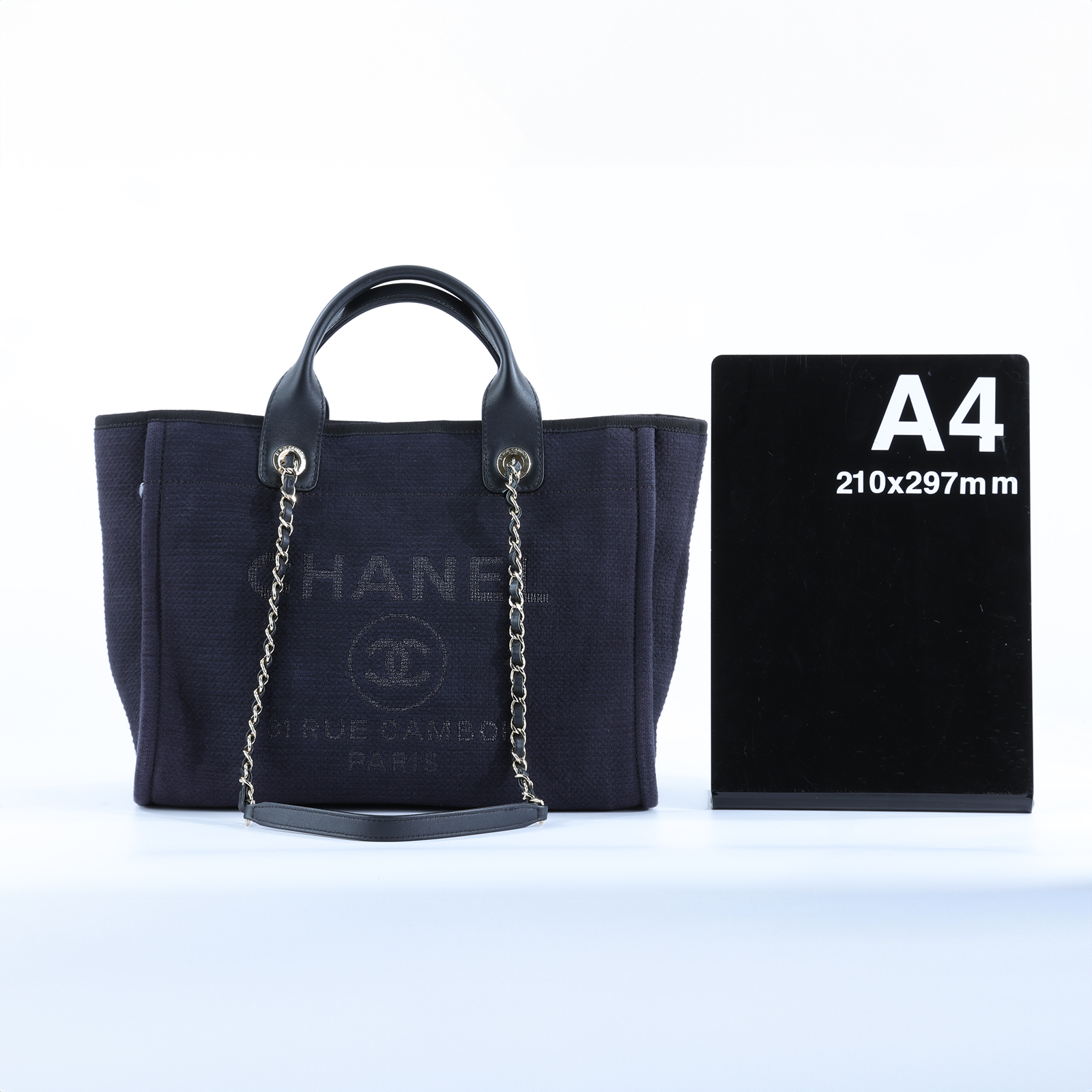 香奈兒 CHANEL 沙灘包 托特包 AS3351 B08435 晶片款 深藍帆布沙灘包 防塵袋/購買證明正本/內袋