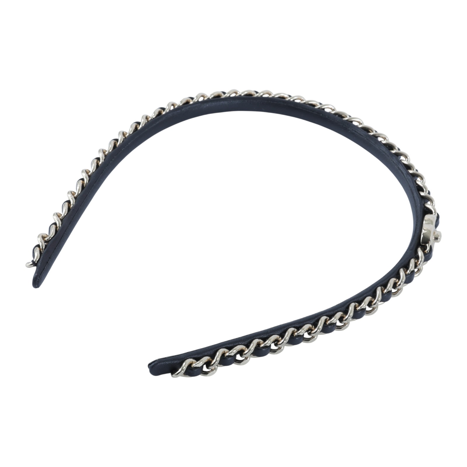 香奈兒 CHANEL 髮箍 AB6143 B05547 黑金皮穿鍊髮箍 原廠盒子/購買證明正本