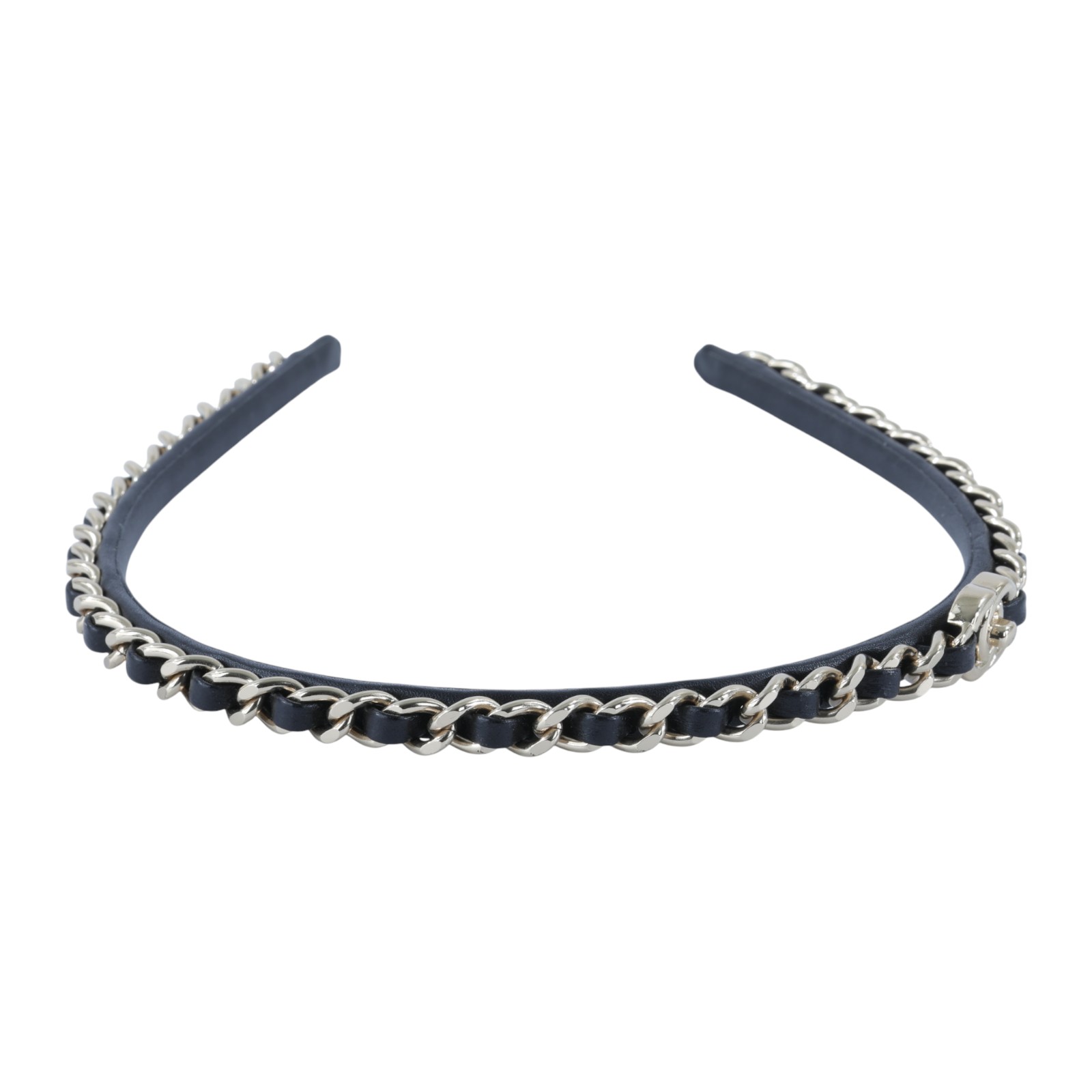 香奈兒 CHANEL 髮箍 AB6143 B05547 黑金皮穿鍊髮箍 原廠盒子/購買證明正本