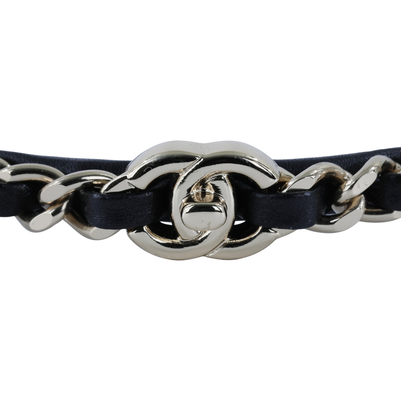 香奈兒 CHANEL 髮箍 AB6143 B05547 黑金皮穿鍊髮箍 原廠盒子/購買證明正本