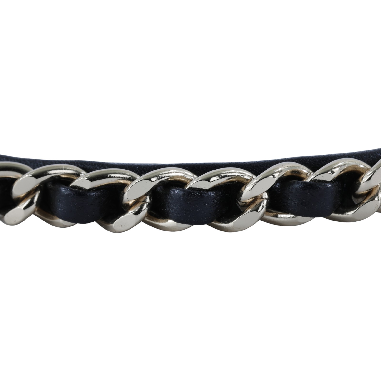 香奈兒 CHANEL 髮箍 AB6143 B05547 黑金皮穿鍊髮箍 原廠盒子/購買證明正本