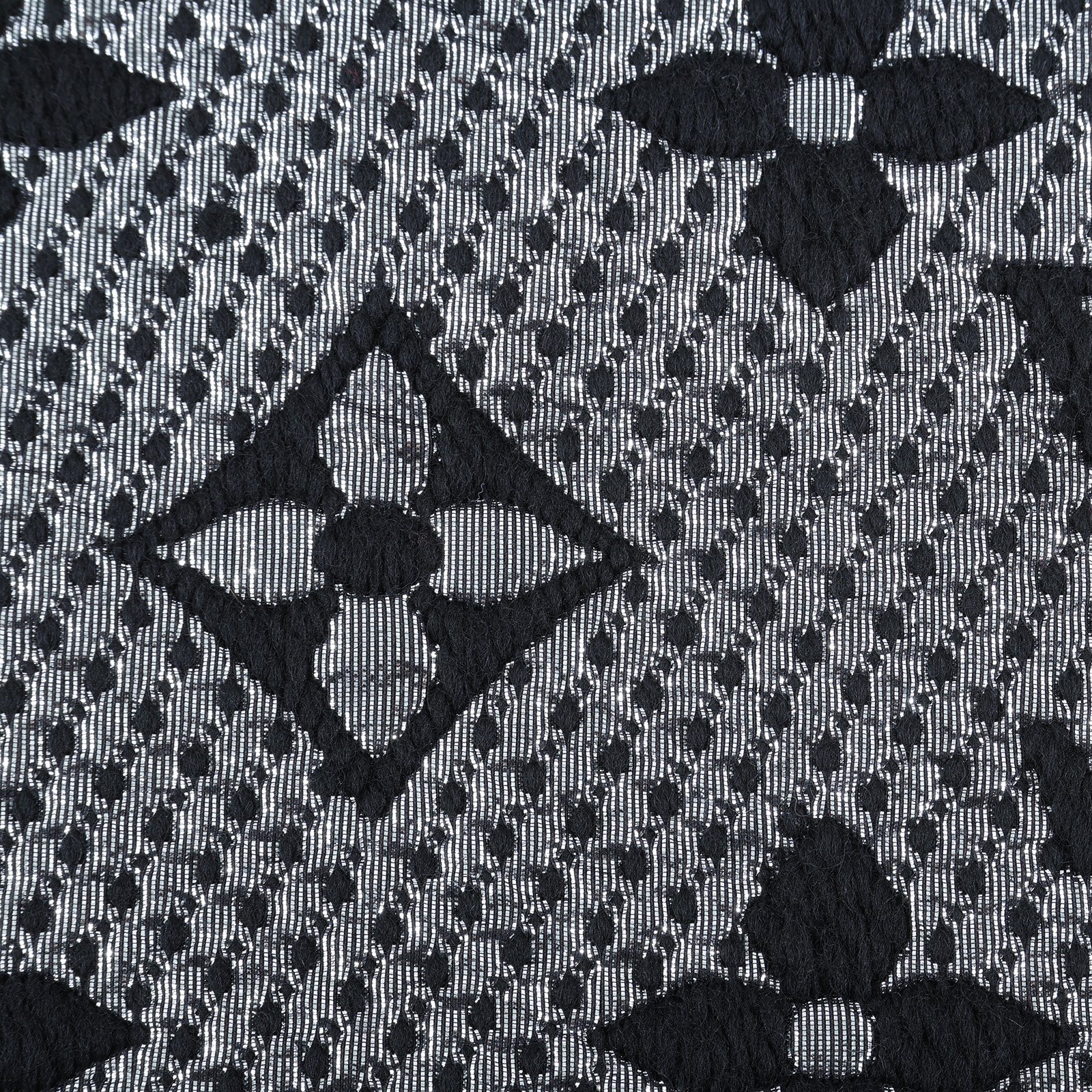 路易威登 LOUIS VUITTON Monogram 老花 圍巾 M75833 黑拚銀紗羊毛針織圍巾 無附屬品