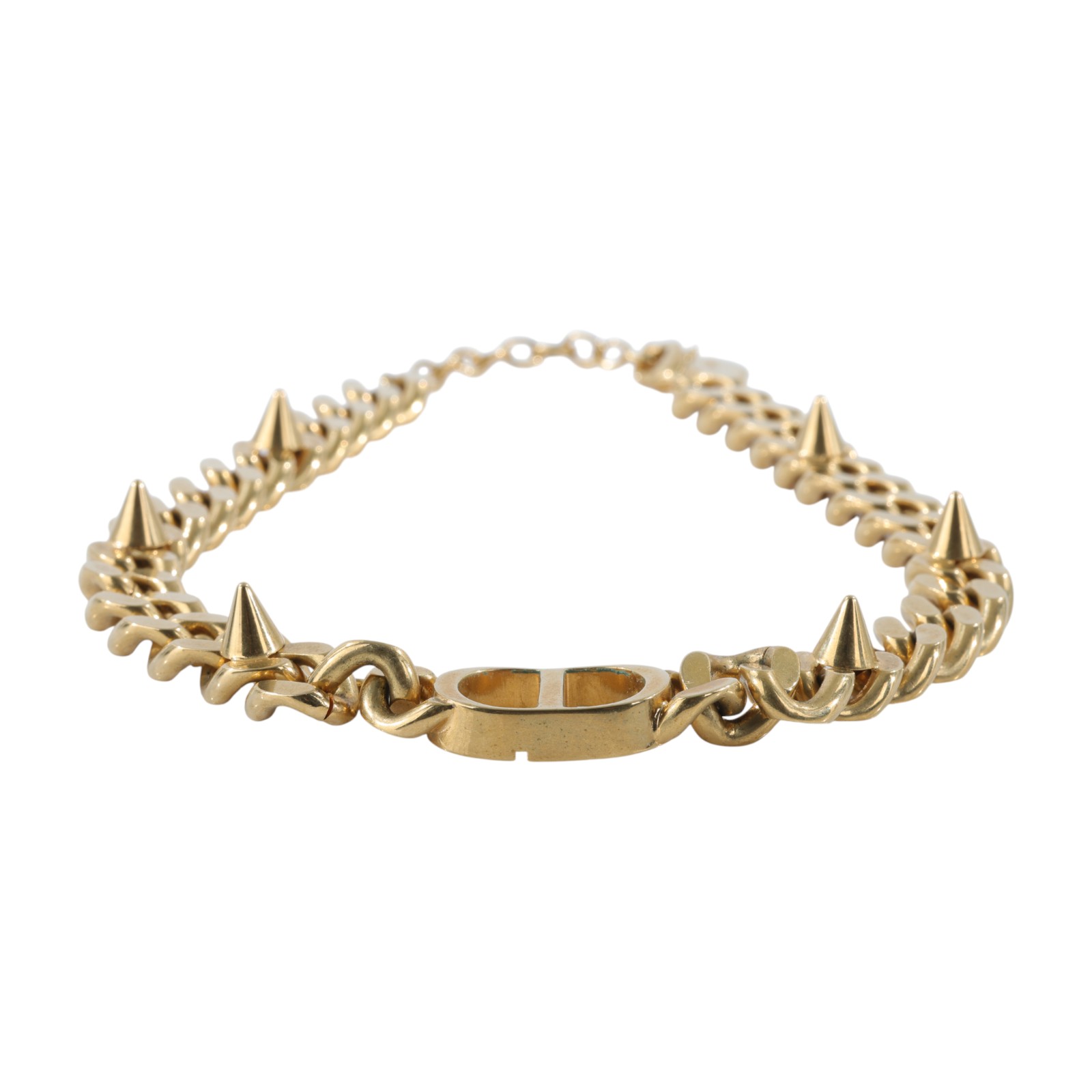 迪奧 CHRISTIAN DIOR 30 Montaigne 短項鍊 N1713MTGMT 金色鉚釘古巴項鍊 防塵袋