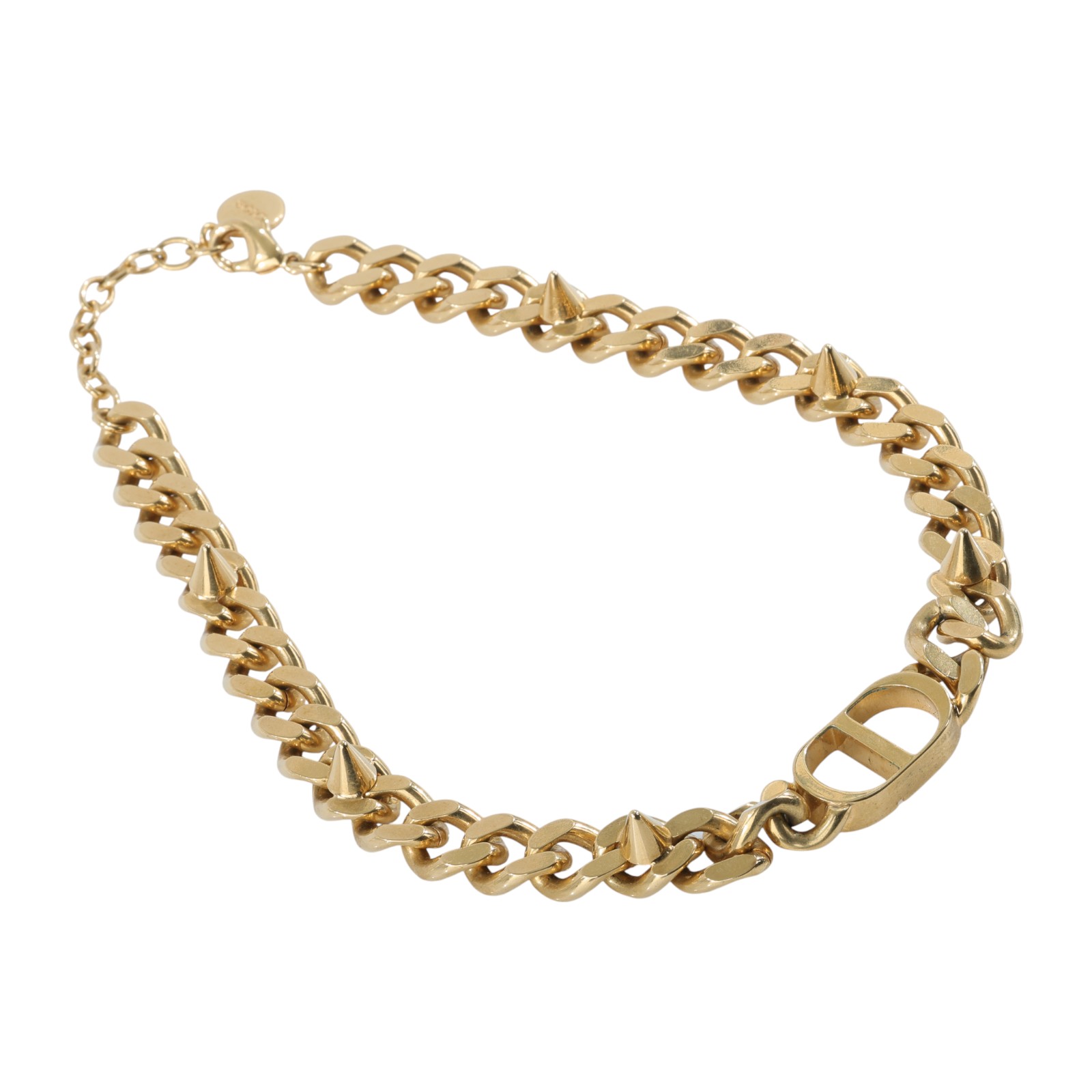 迪奧 CHRISTIAN DIOR 30 Montaigne 短項鍊 N1713MTGMT 金色鉚釘古巴項鍊 防塵袋