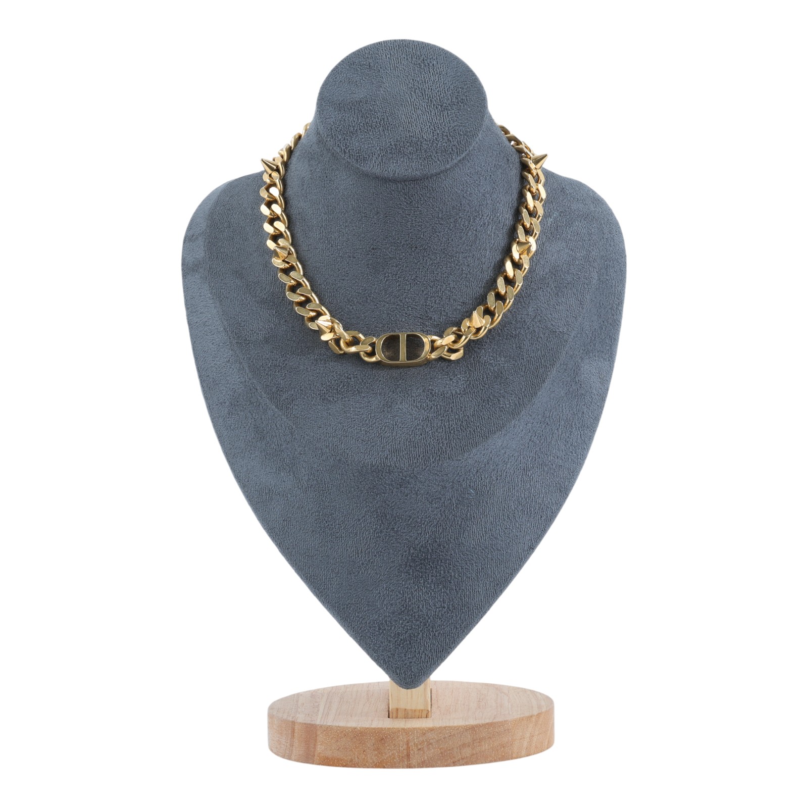 迪奧 CHRISTIAN DIOR 30 Montaigne 短項鍊 N1713MTGMT 金色鉚釘古巴項鍊 防塵袋