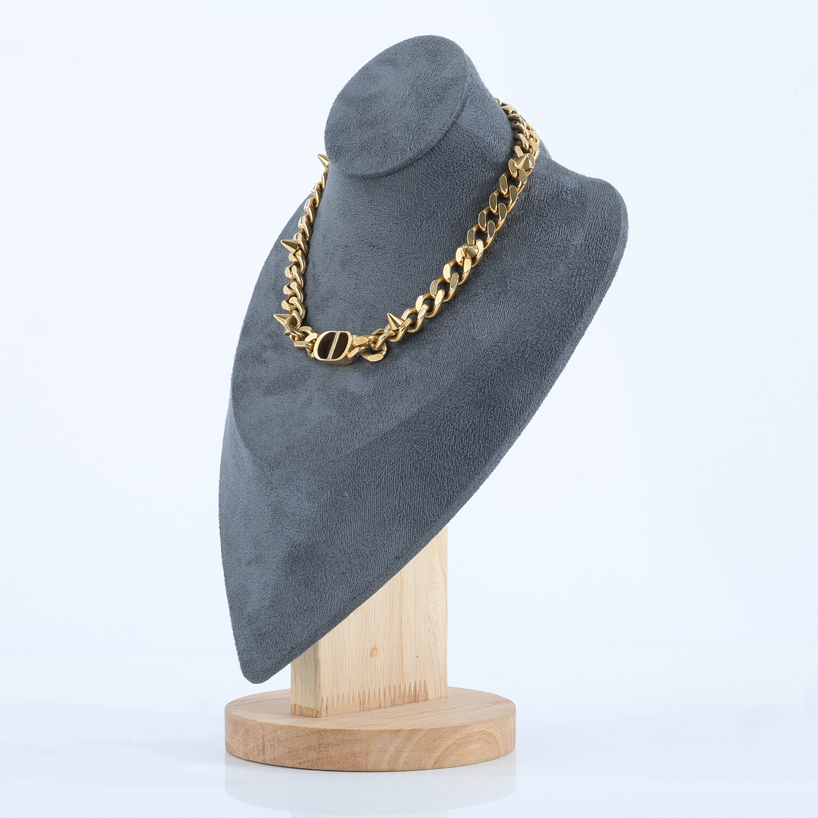 迪奧 CHRISTIAN DIOR 30 Montaigne 短項鍊 N1713MTGMT 金色鉚釘古巴項鍊 防塵袋