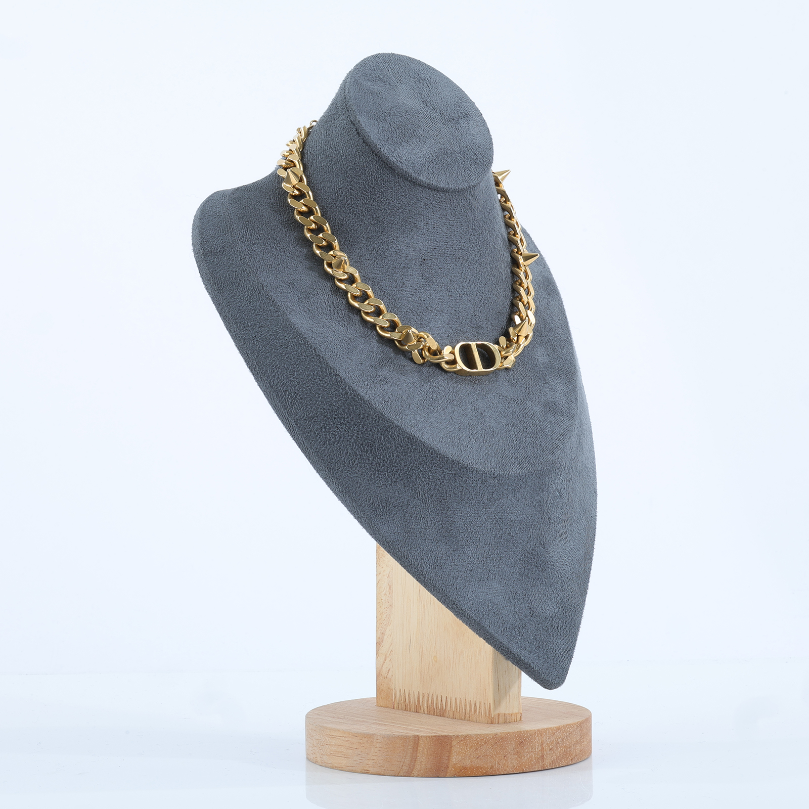 迪奧 CHRISTIAN DIOR 30 Montaigne 短項鍊 N1713MTGMT 金色鉚釘古巴項鍊 防塵袋