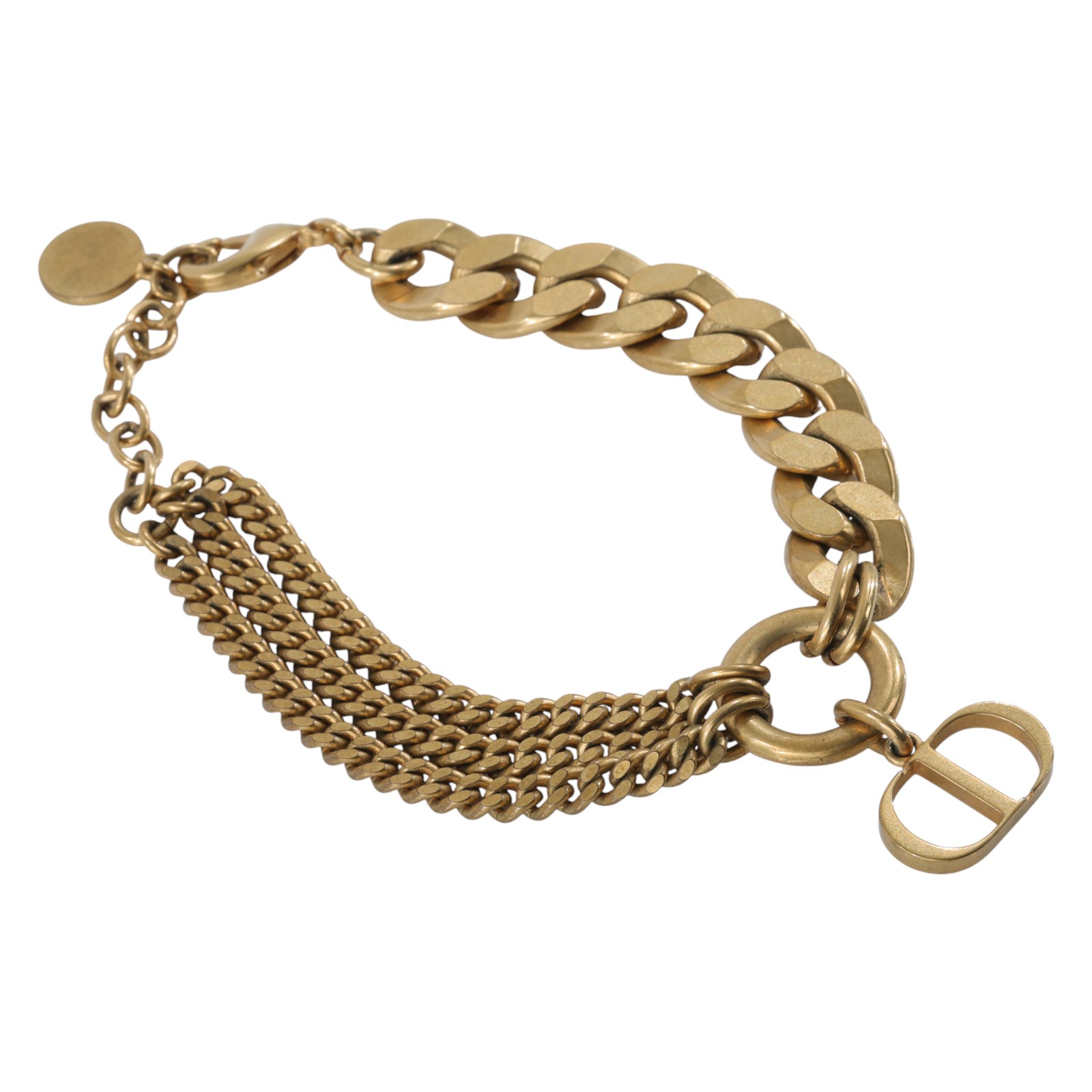 迪奧 CHRISTIAN DIOR 30 Montaigne 手鍊  金色古巴手鍊 防塵袋