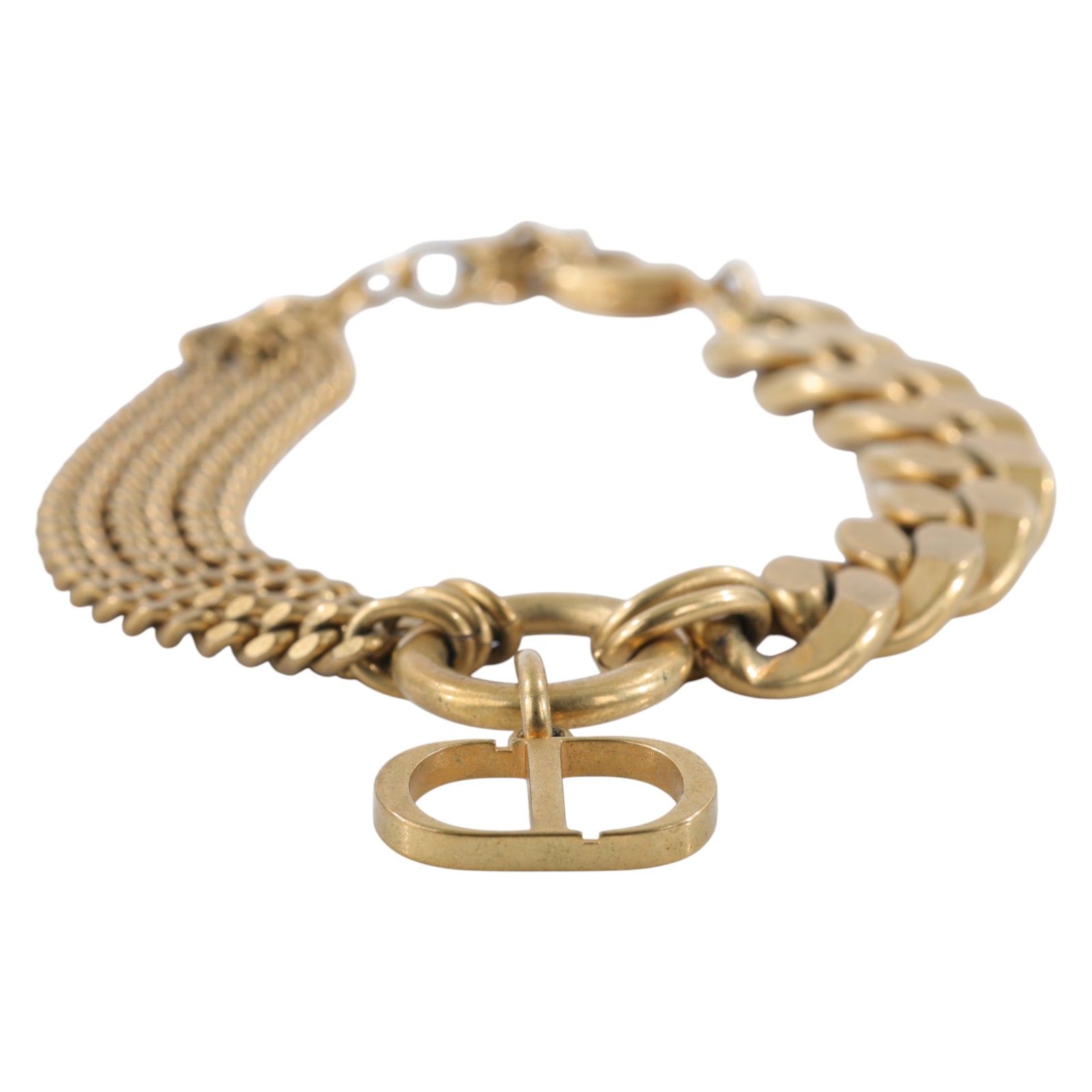 迪奧 CHRISTIAN DIOR 30 Montaigne 手鍊  金色古巴手鍊 防塵袋