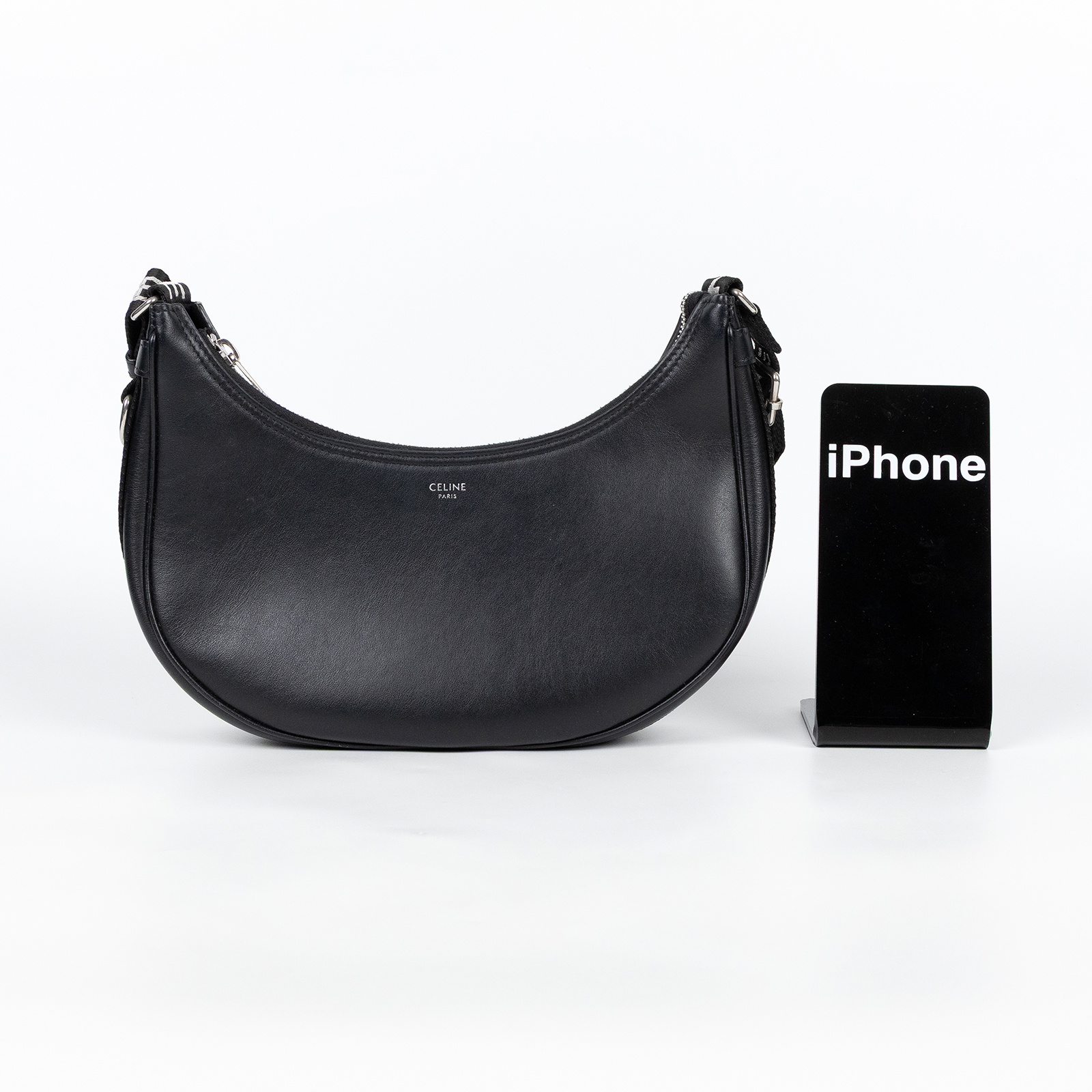 思琳 CELINE Ava 中型 肩背 手提包 196963DGQ 黑拼CELINE 帆布背帶AVA MEDIUM HOBO 防塵袋