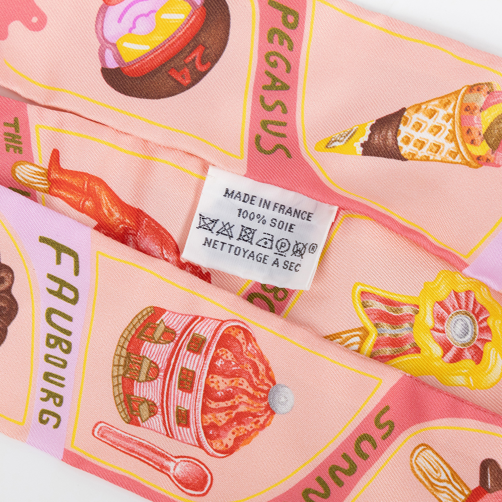 愛馬仕 Hermes Funny Ice Cream Twilly 絲巾 粉色 珊瑚色 小雞黃色 H064109Sv04   原廠盒子/購買證明正本