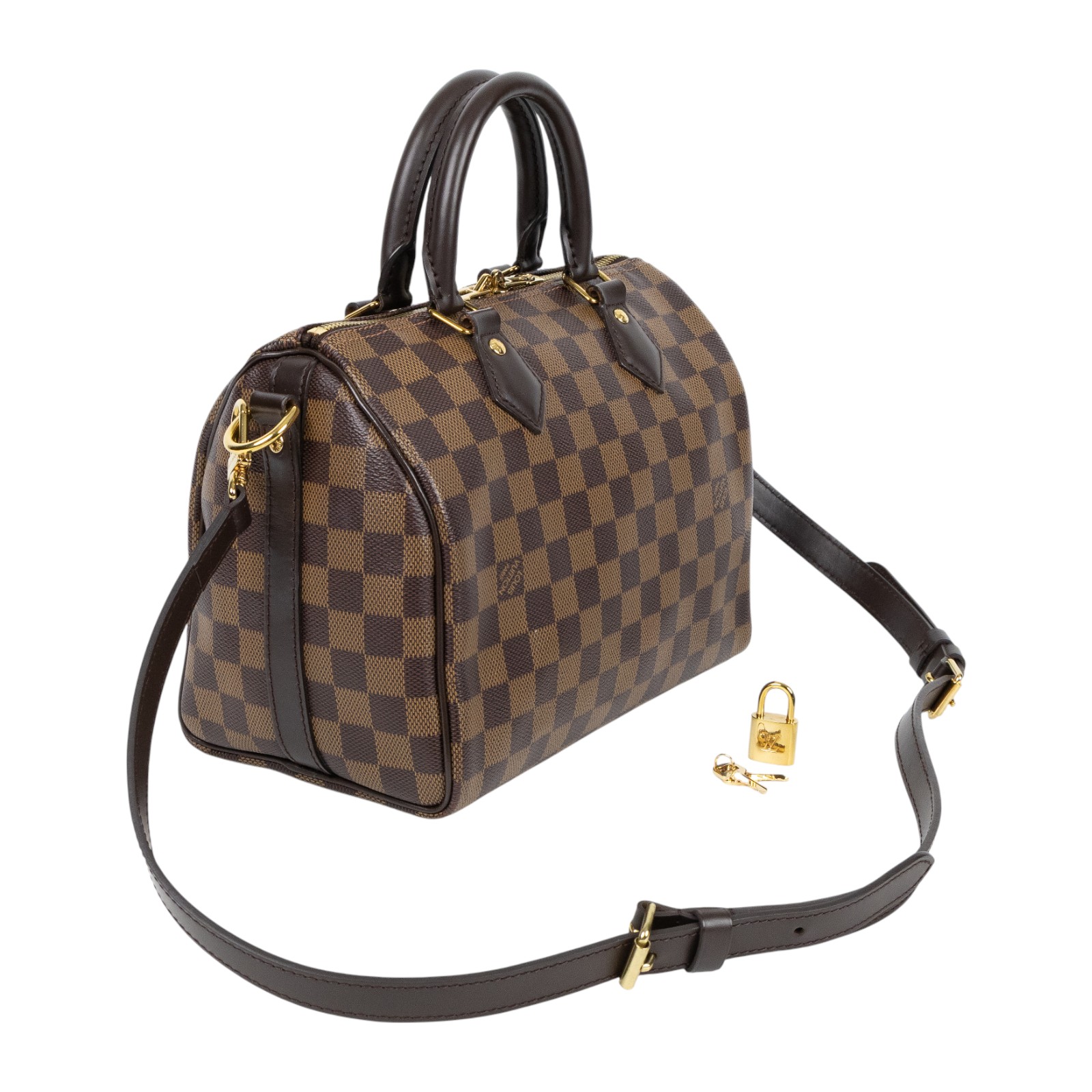 路易威登 LOUIS VUITTON Speedy Bandoulière 25  波士頓包 手提包 棕棋盤格 N40575 晶片款  原廠盒子/防塵袋/購買證明正本/鎖組/背帶