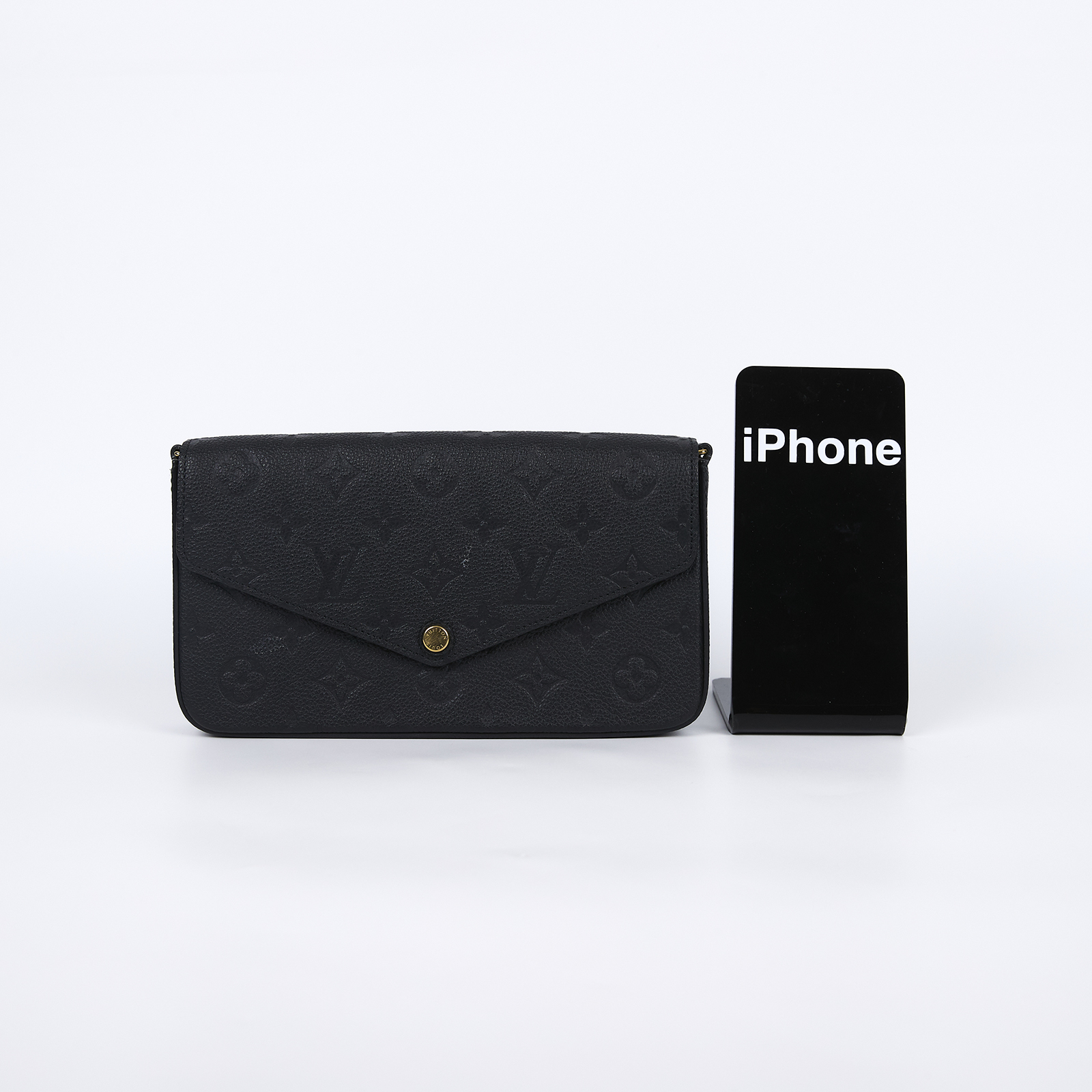 路易威登 LOUIS VUITTON Félicie Pochette 經典壓花皮格 WOC 翻蓋 斜背 鍊帶 肩背包 黑色 M64064 晶片款  原廠盒子/購買證明正本